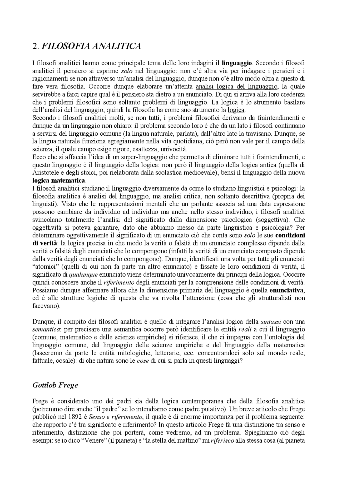 Filosofia analitica! Docsity