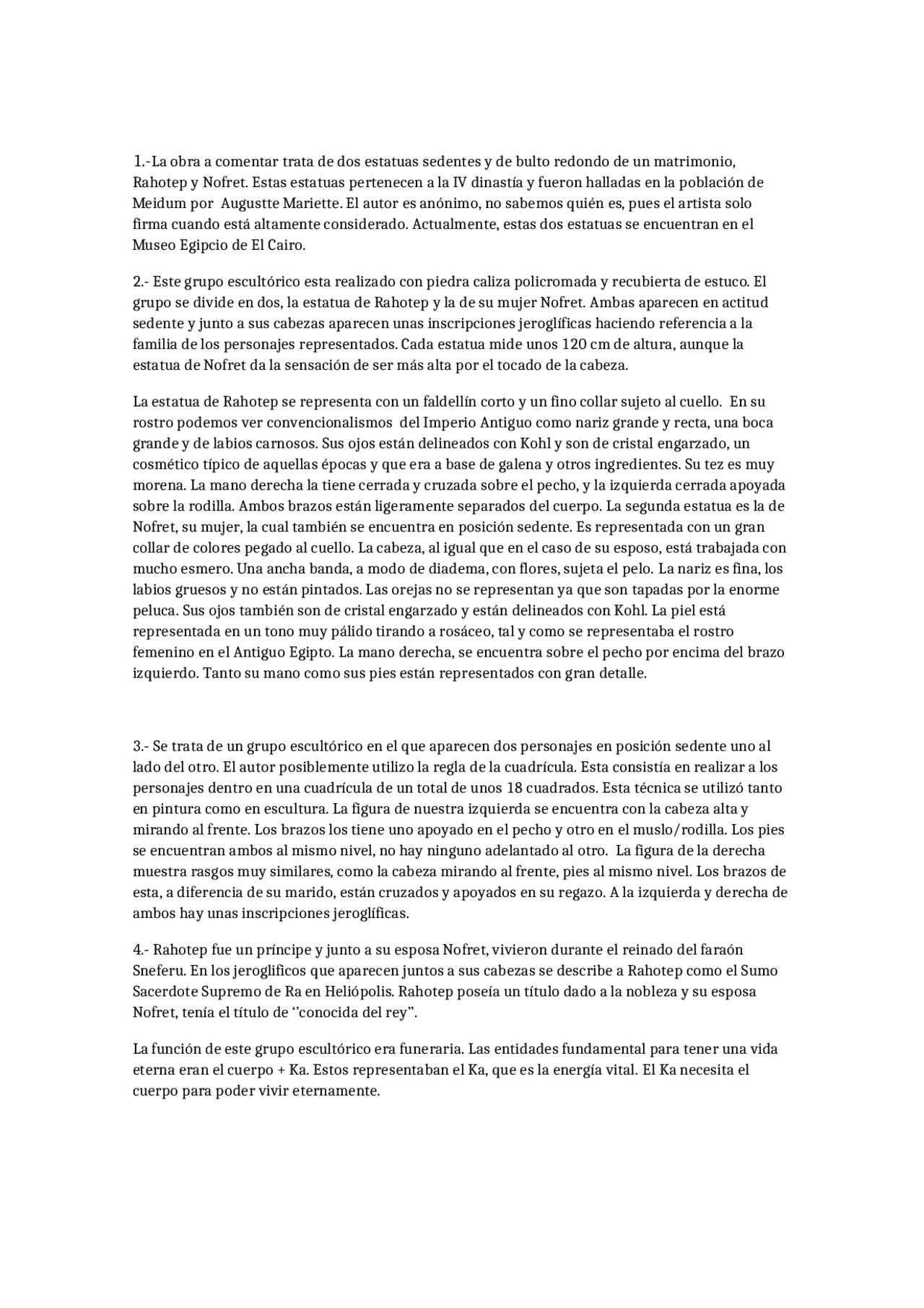 Analisis Rahotep y Nofret Docsity