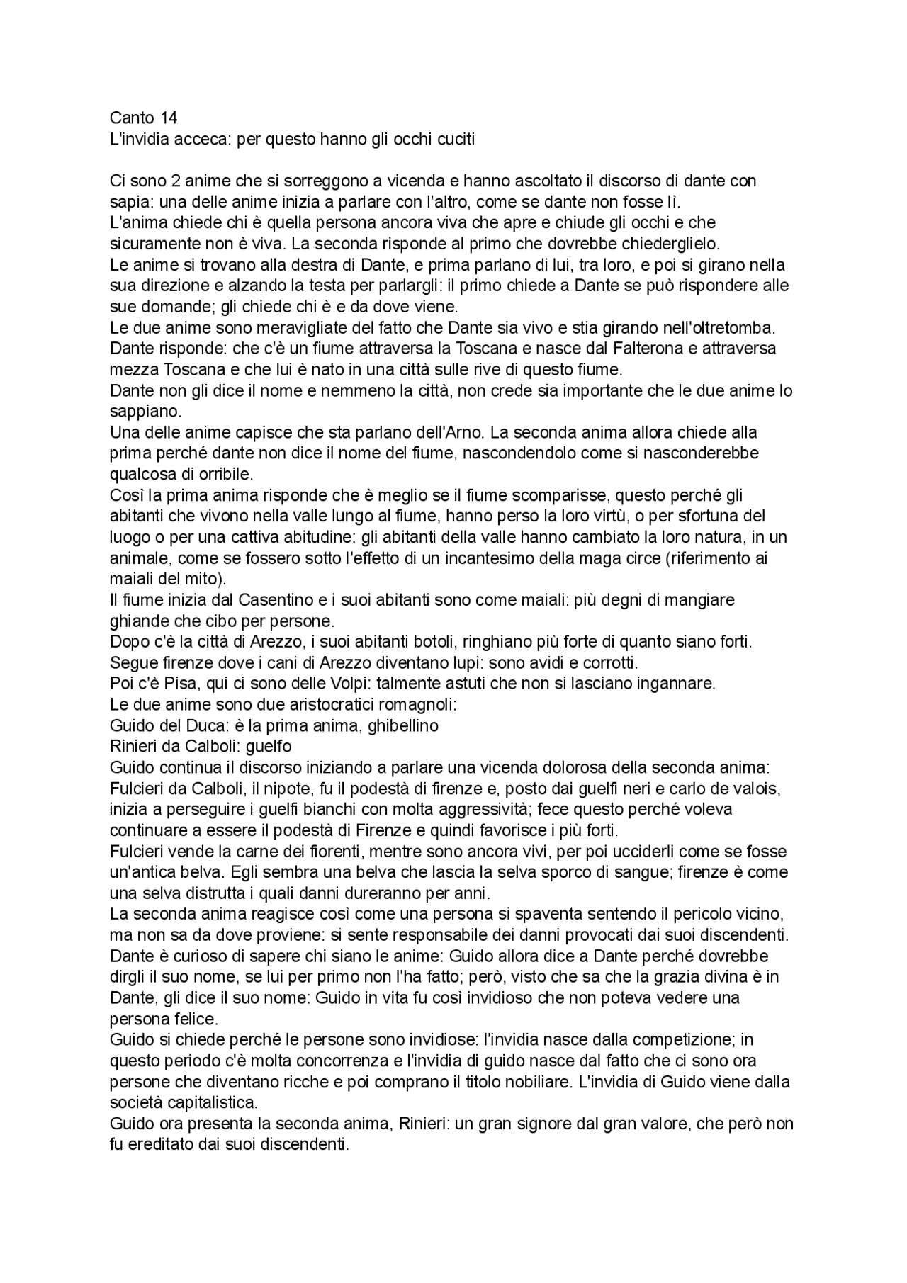 Canto 14, Dante, Purgatorio Docsity