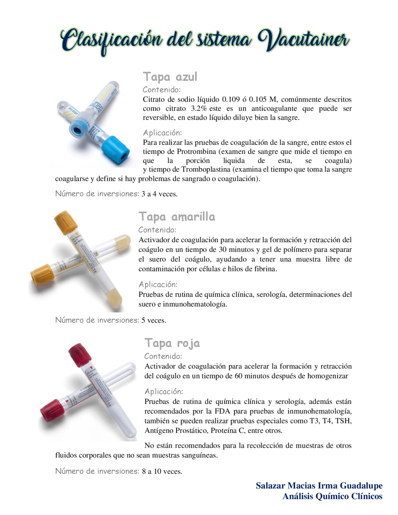 Clasificación Vacutainer Guías, Proyectos, Investigaciones de Clínica Medica Docsity Clasificación Vacutainer Guías, Proyectos, Investigaciones de Clínica Medica Docsity