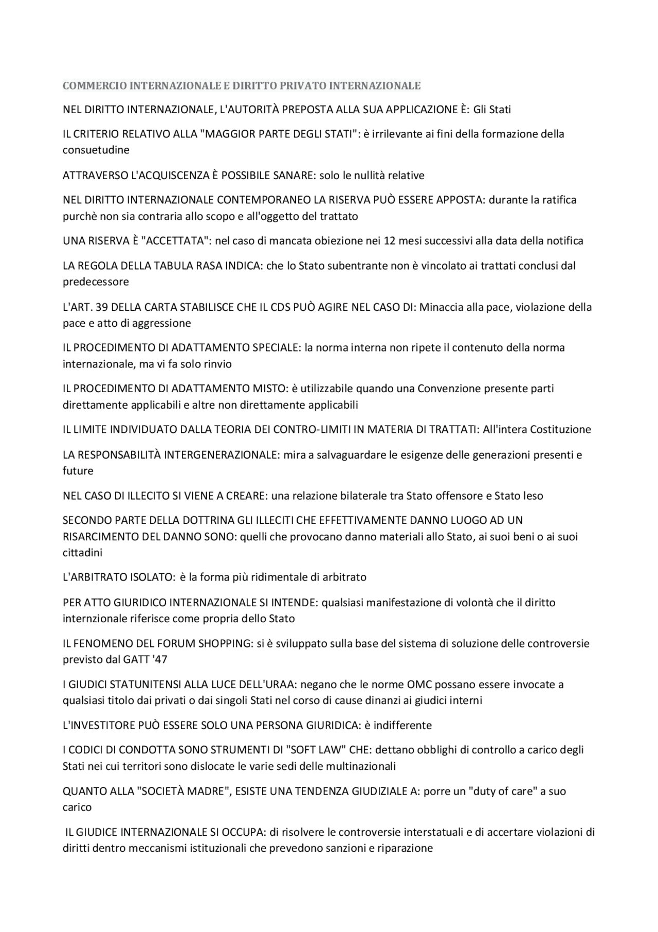 Commercio internazionale e diritto privato internazionale Esercizi di