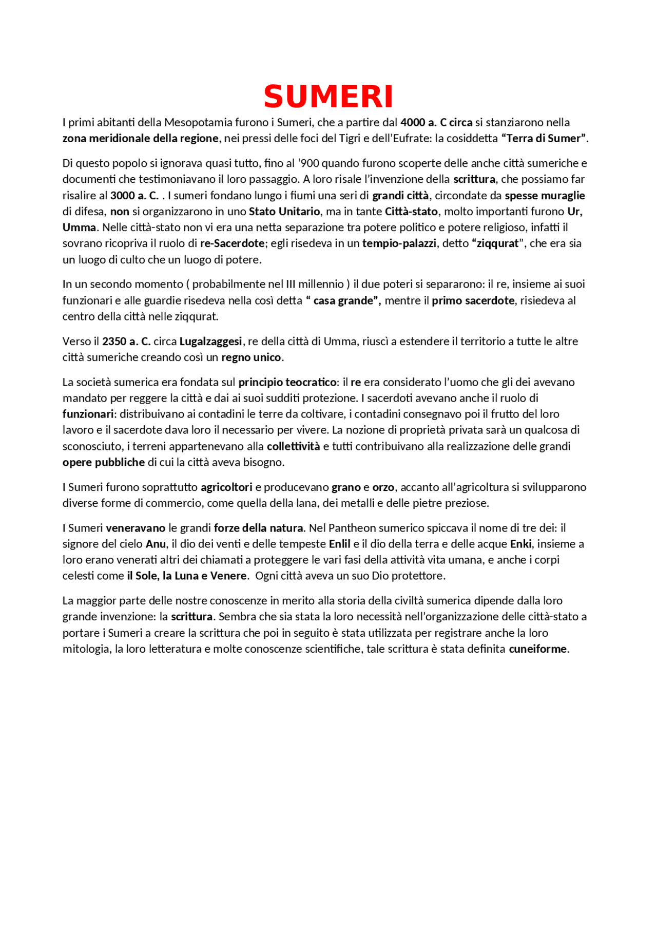 Sumeri, Accadi e Babilonesi | Appunti di Storia | Docsity