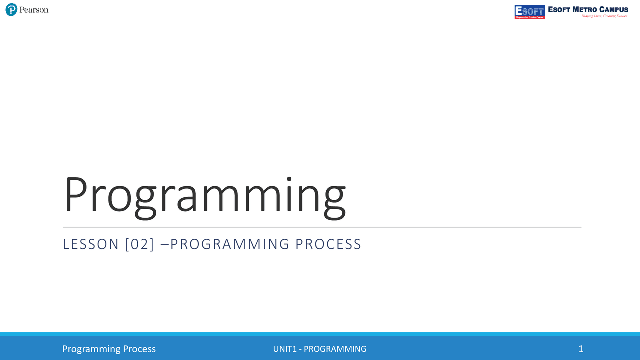 Programming Lesson 02 Lecture Note - Docsity