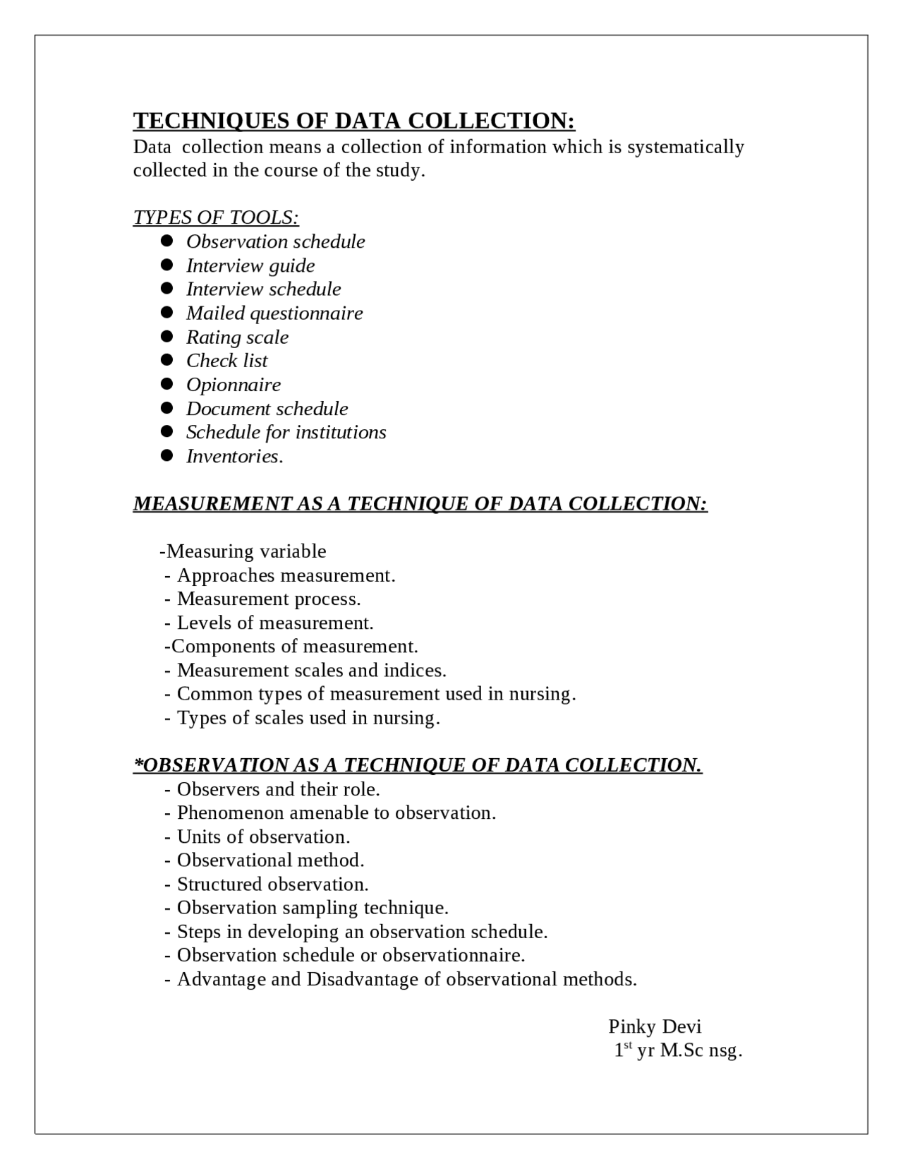DATA COLLECTION METHODS AND TECHNIQUES DEFINED AND EXPLAINED - Docsity