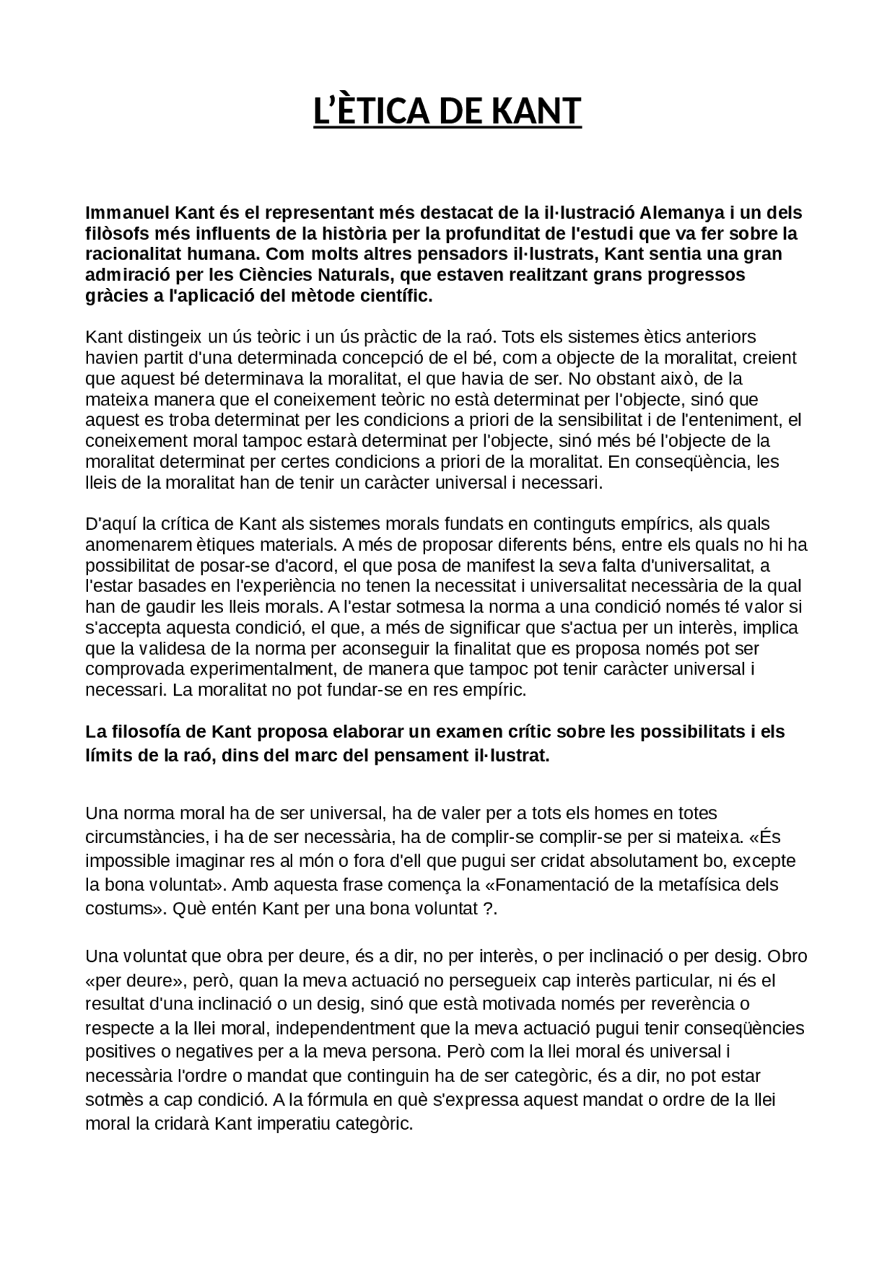 Resumen Etica Kant Filosofia Docsity