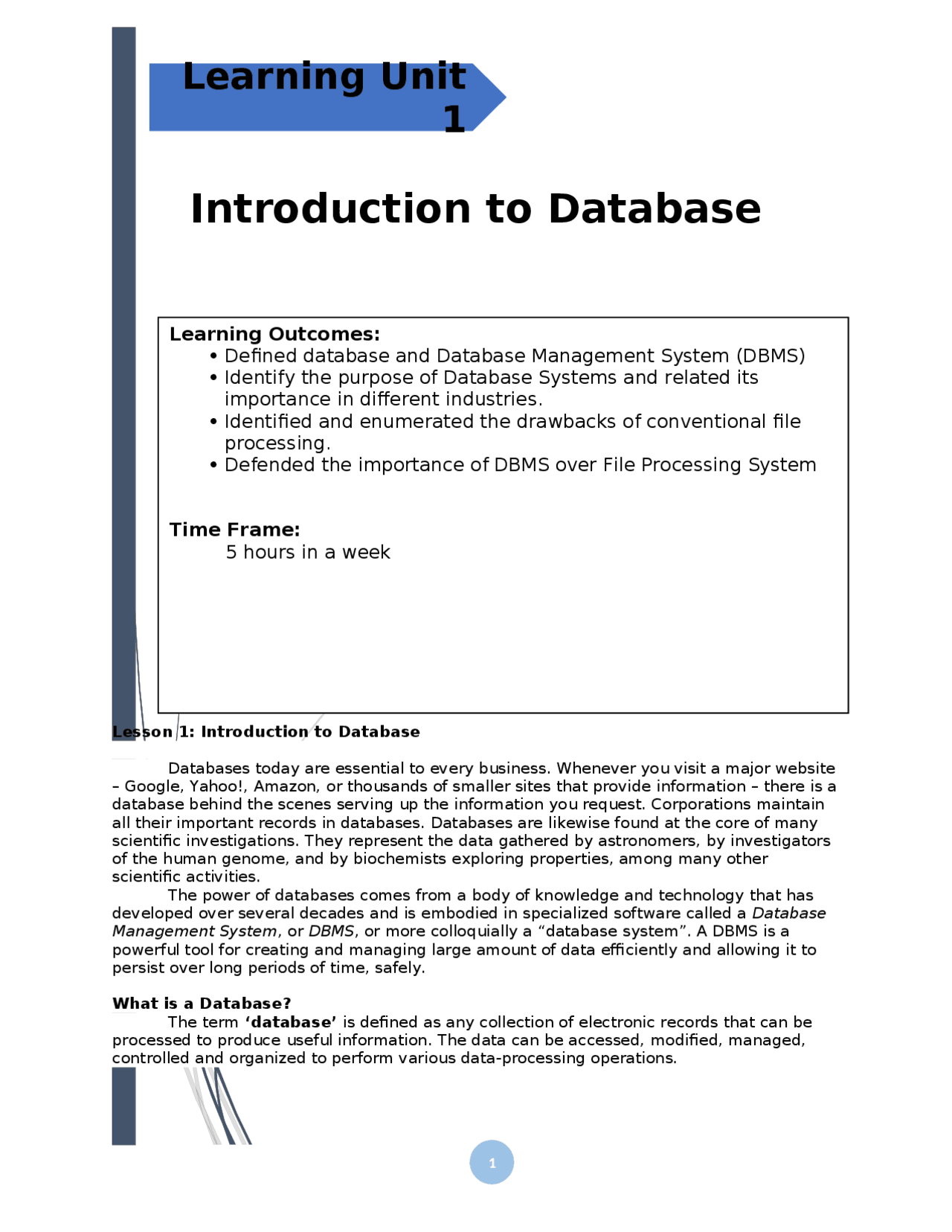 Introduction to database | Lecture notes Database Management Systems ...