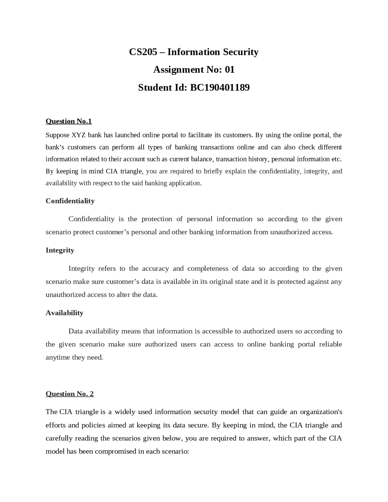 Assignment Information Security - Docsity