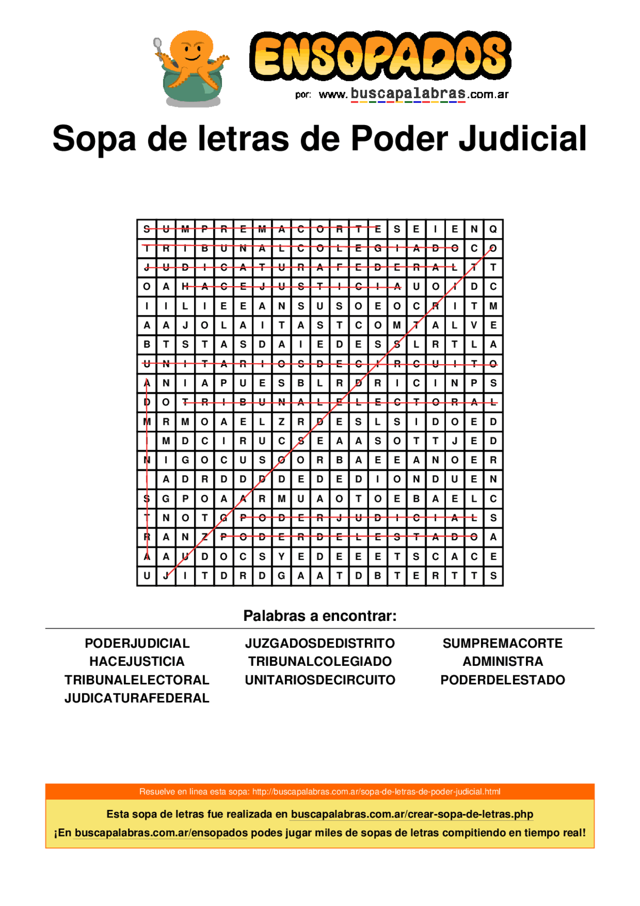 Sopas De Letras Sobre Justicia Penal