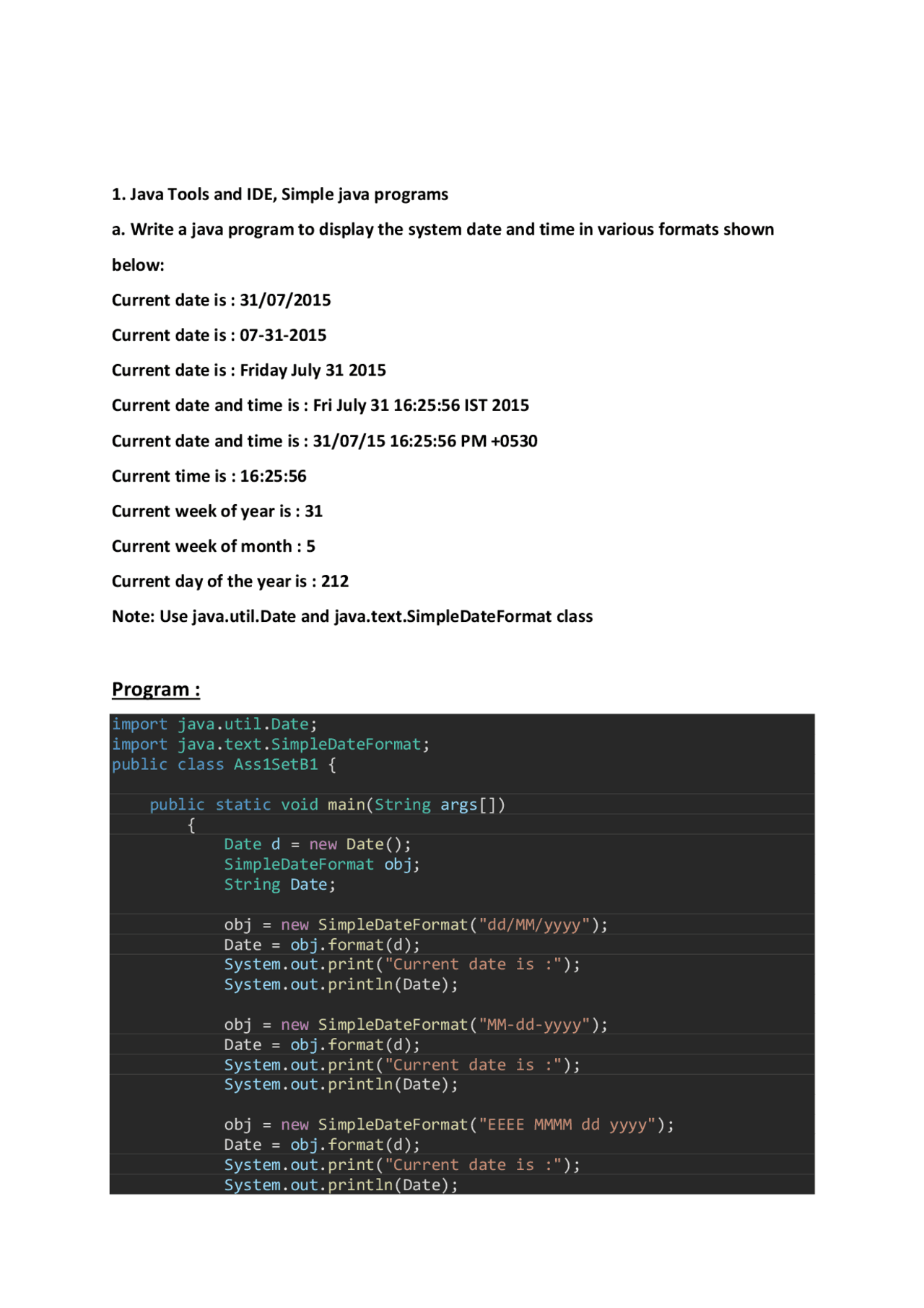 Java program for semester first - Docsity