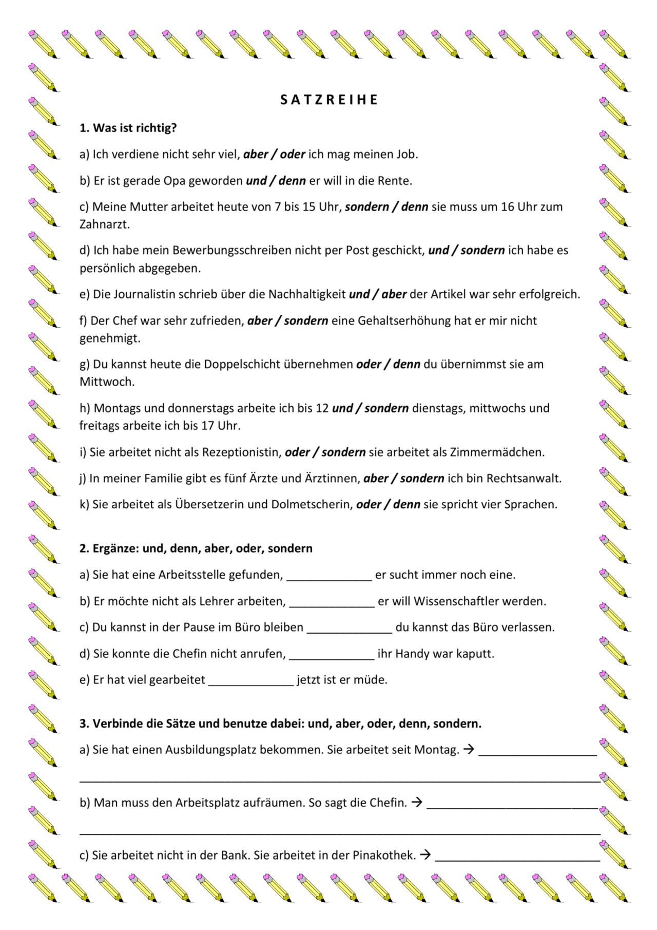 Satzreihe Und Satzgefüge übungen Mit Lösungen Kostenlos Satzreihe-konjunktionen-denn-aber-oder - Docsity