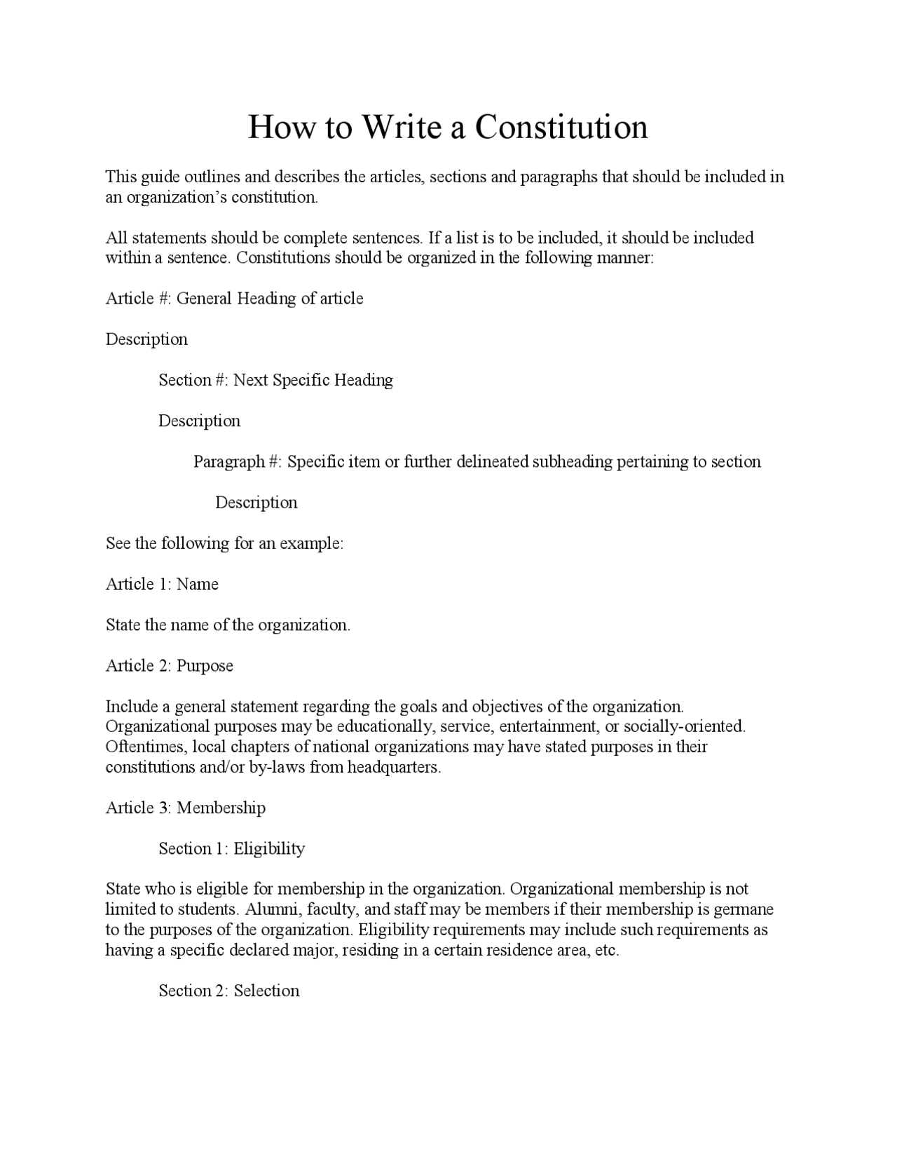 How to Write a Constitution - Docsity
