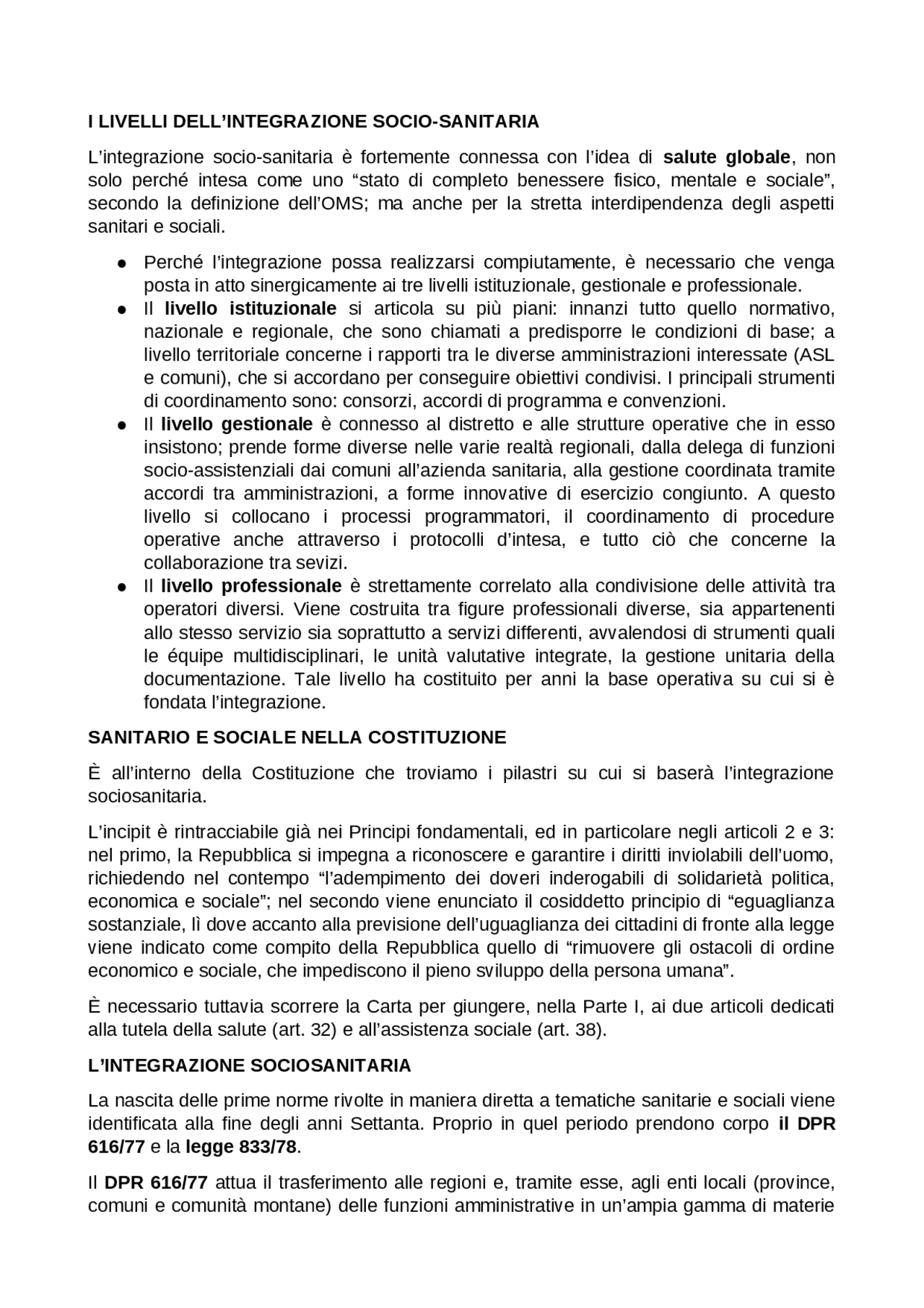 L'integrazione sociosanitaria Appunti di Metodi E Tecniche Del