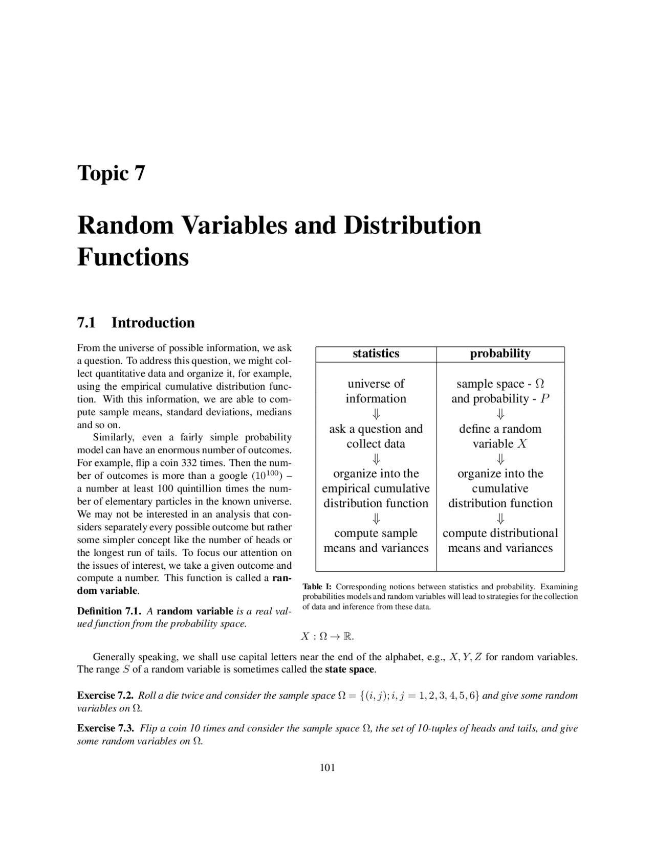 Random Variables and Distribution Functions - Docsity