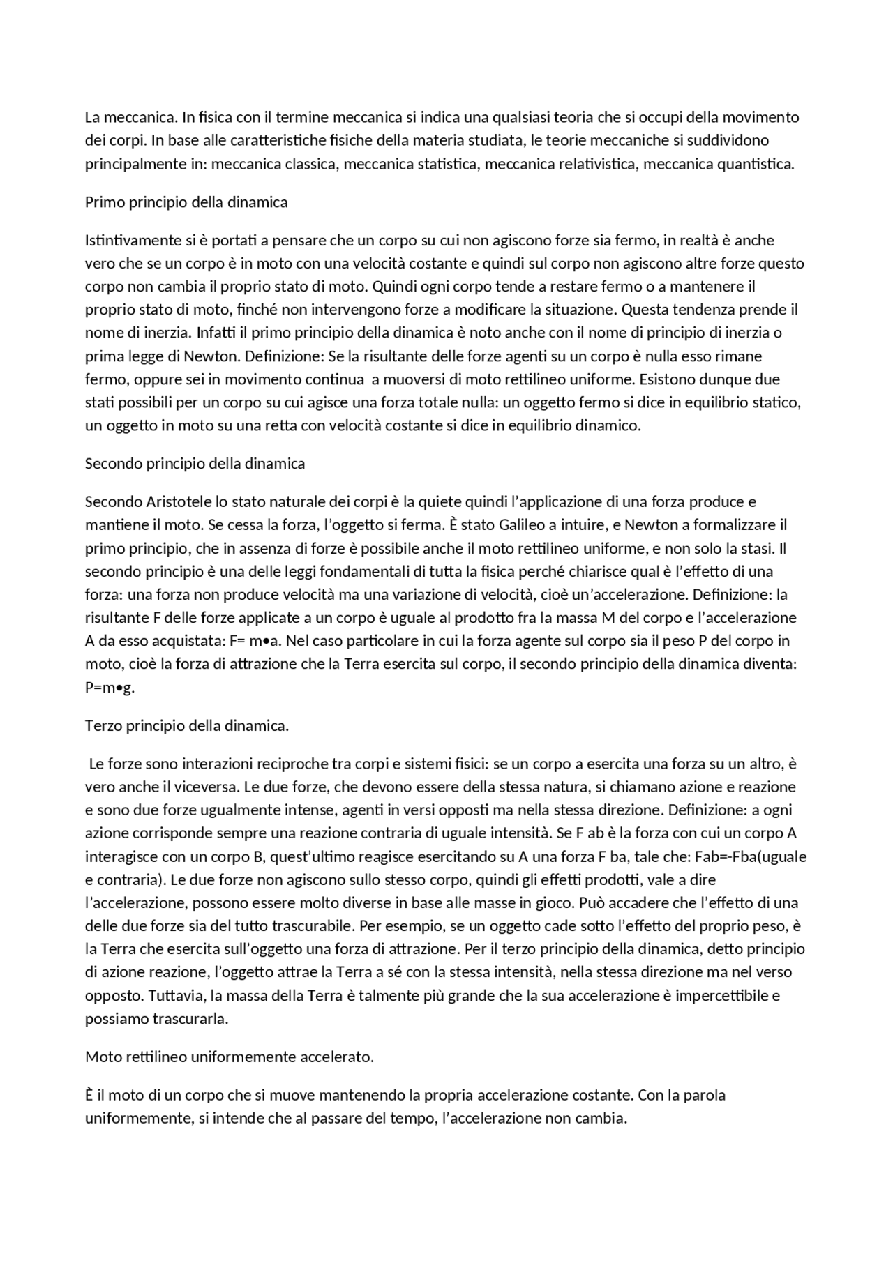 Fisica “La Meccanica” Docsity