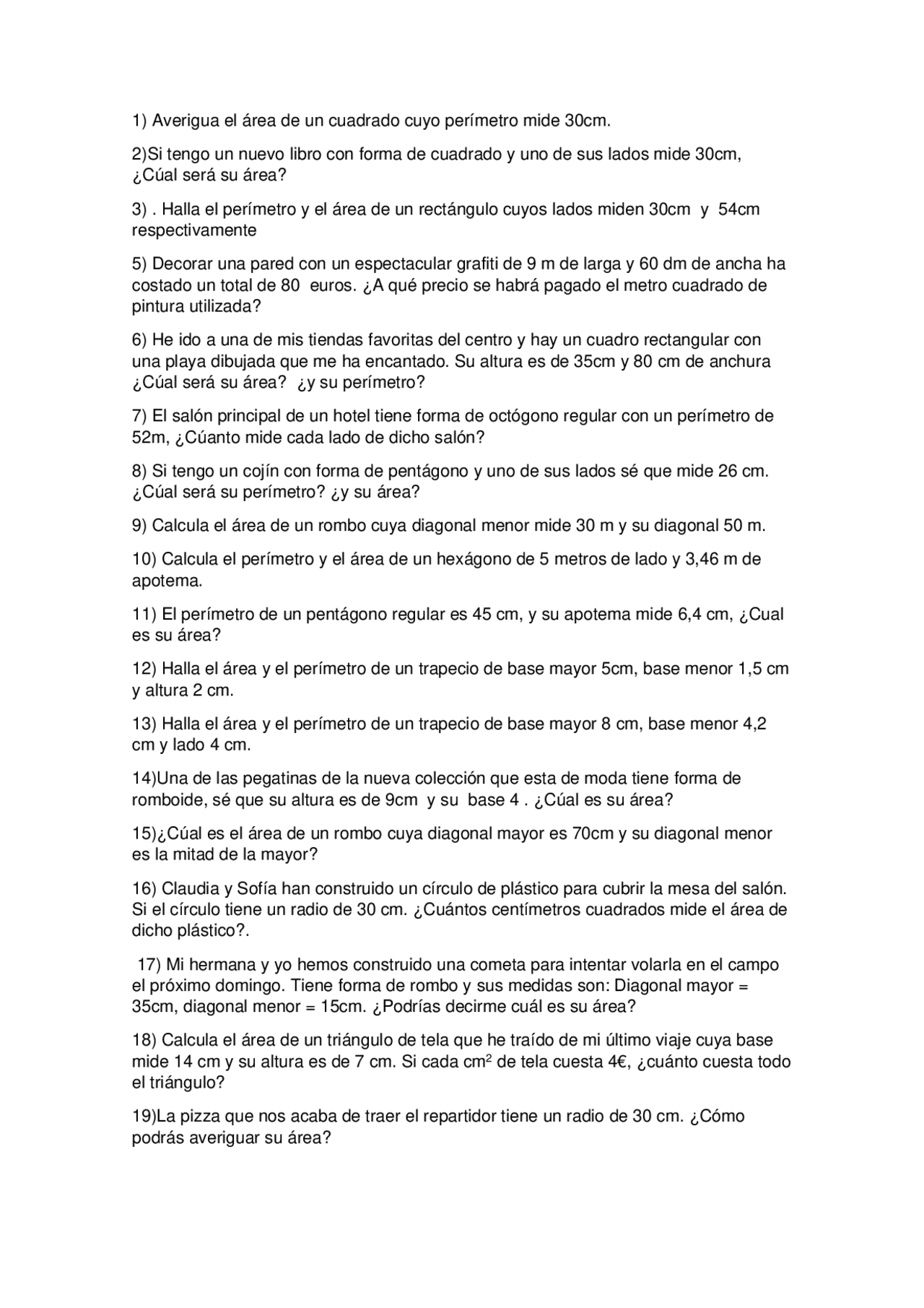 Un Metro Cuadrado Cuantos Centimetros Cuadrados Tiene Ejercicios matemáticas sexto - Docsity