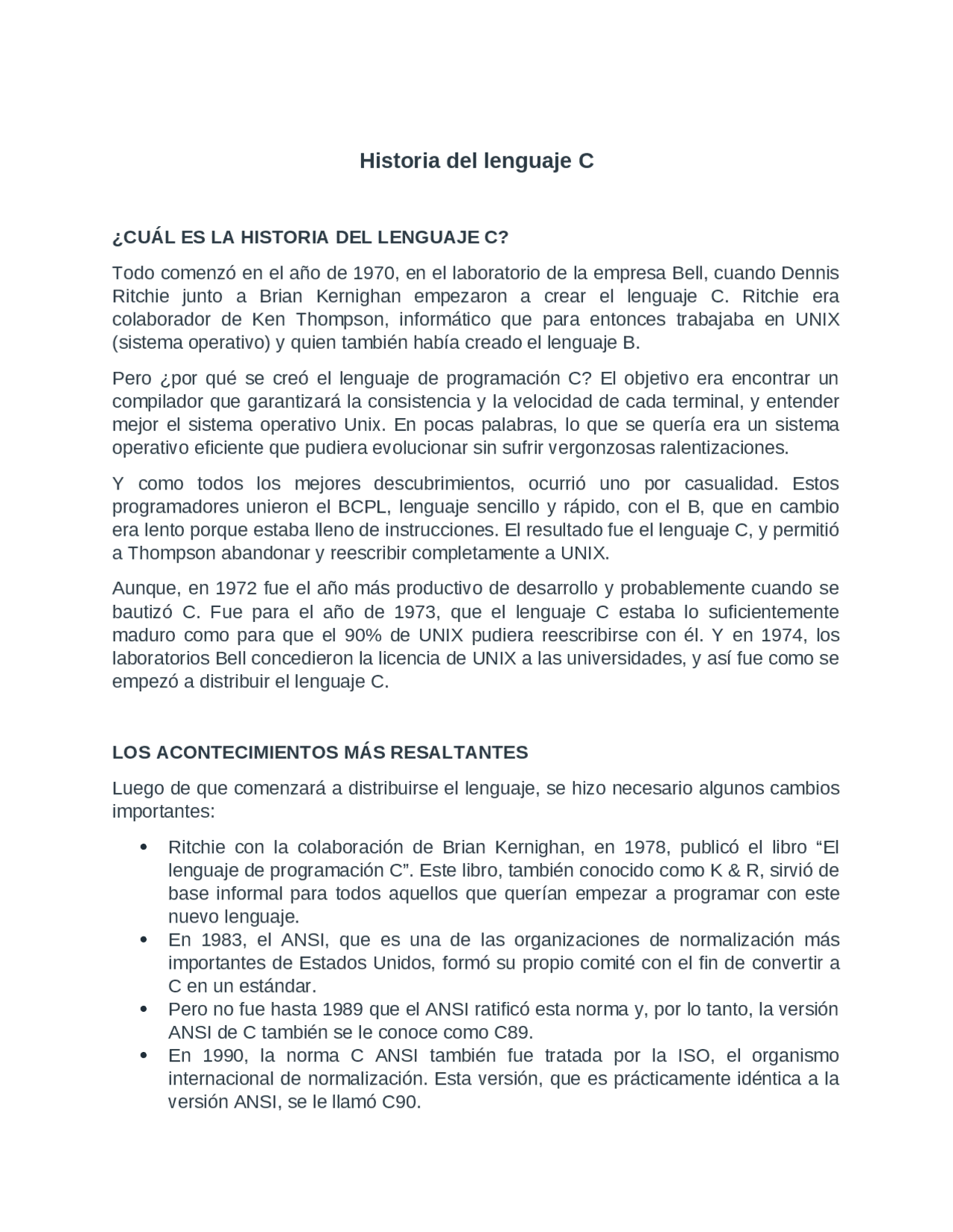 Historia Lenguaje C++ - Docsity