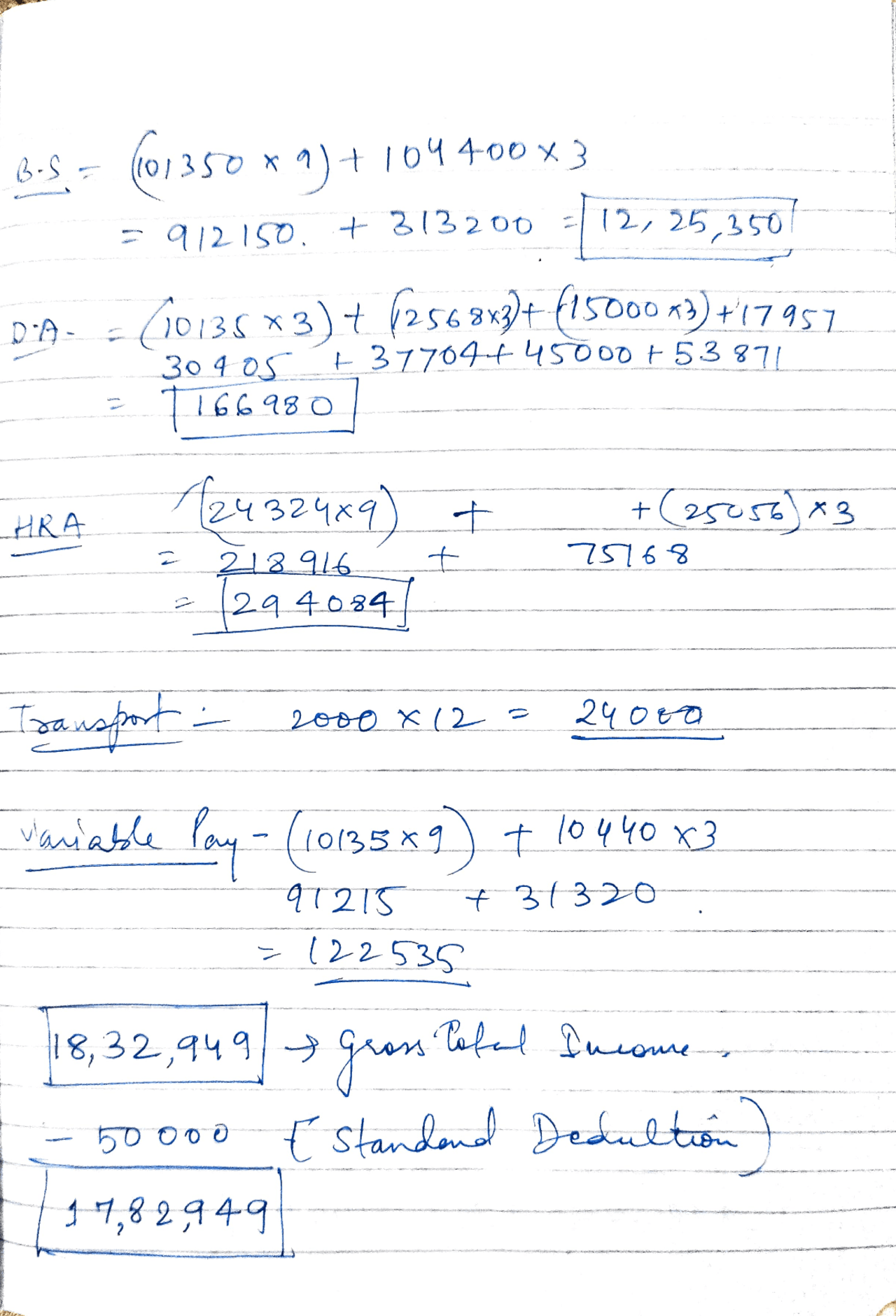 Tax calculation income tax - Docsity