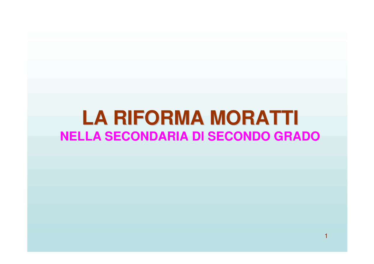 Relazione Finale Tfa Sostegno Secondaria Secondo Grado La Riforma Moratti nella secondaria di secondo grado | TFA | Slide di