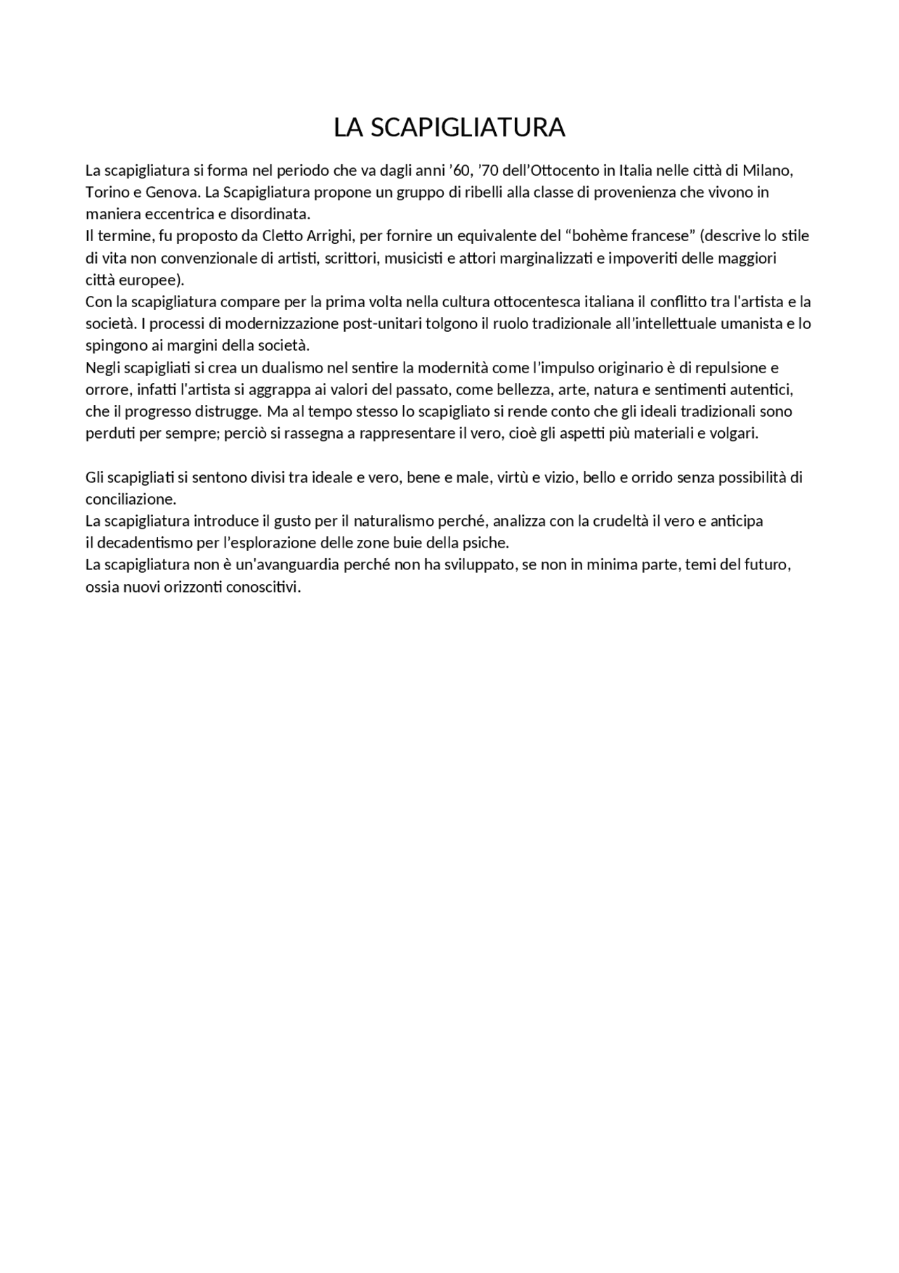 La scapigliatura Docsity