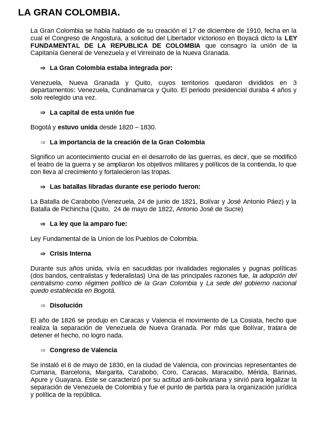 LA GRAN COLOMBIA CONSTITUCION DE 1830 Docsity