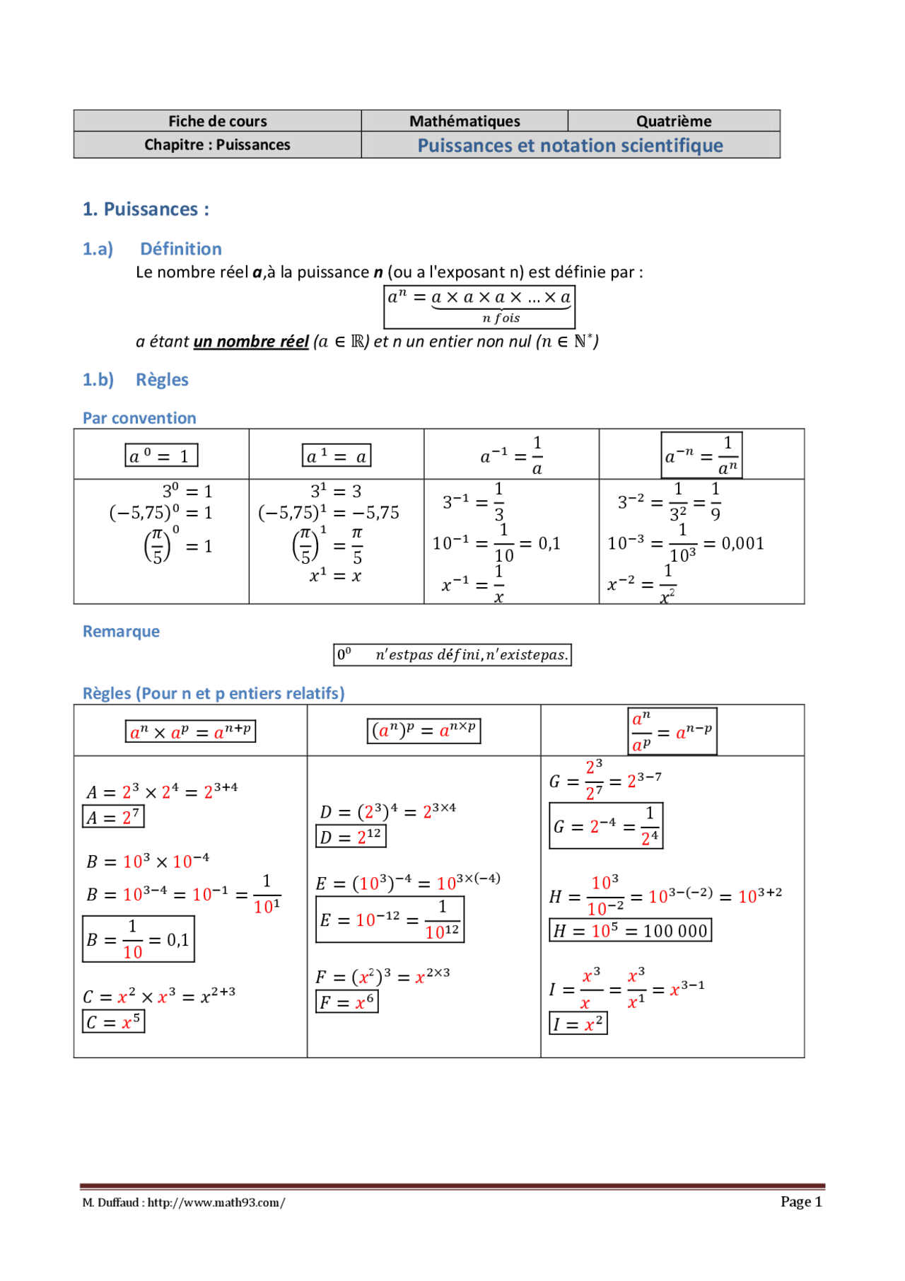 Puissances des mathématiques - Docsity