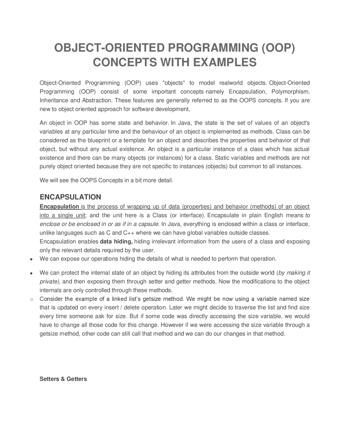 Object Oriented Programming Oop Concepts With Examples | Apuntes ...