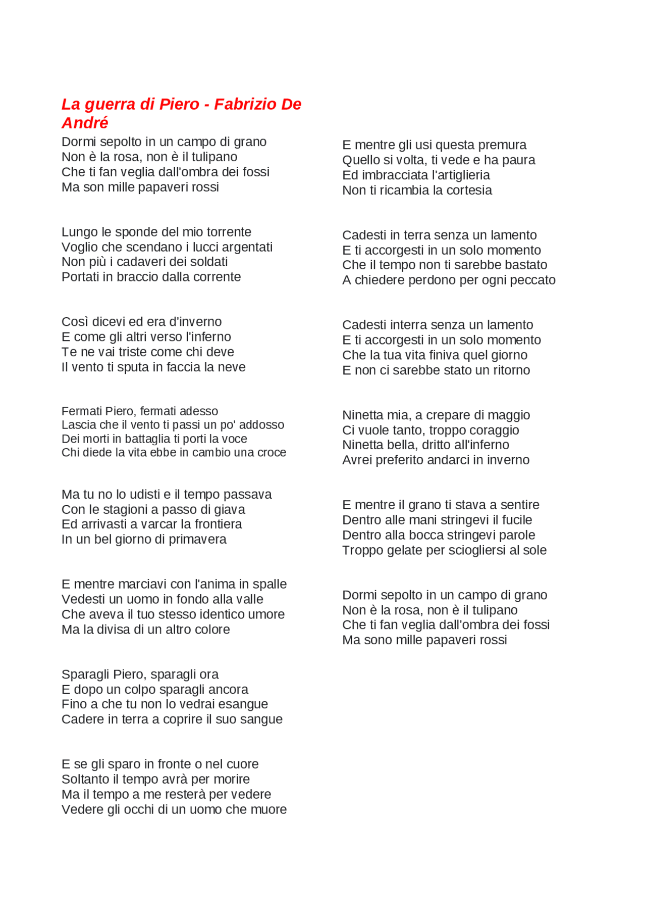 IlcovodiJack 135. Fabrizio de André La guerra di Piero IlcovodiJack 135. Fabrizio de André La guerra di Piero