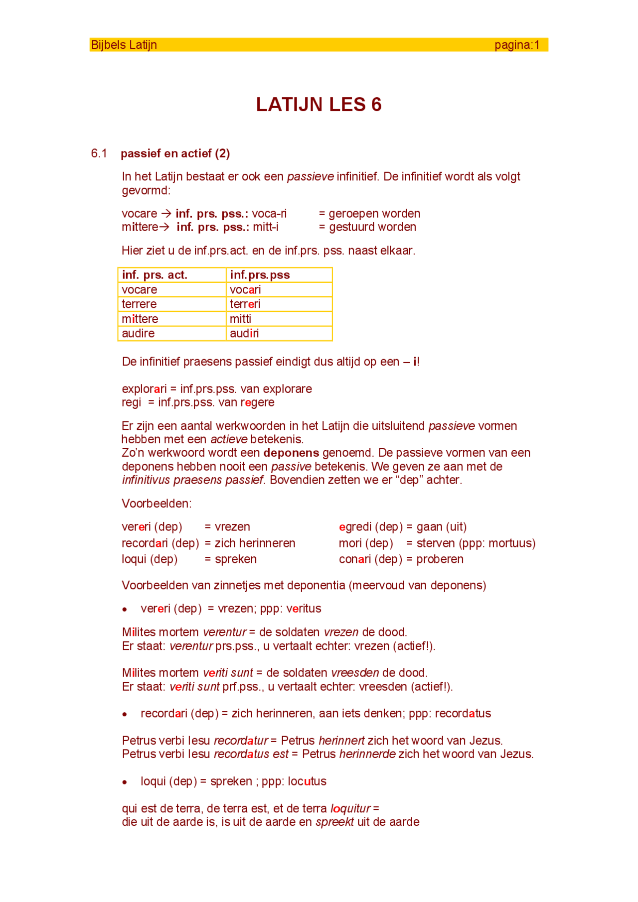 Latijn les 6: Bijbels Latijn | Assignments Latin | Docsity