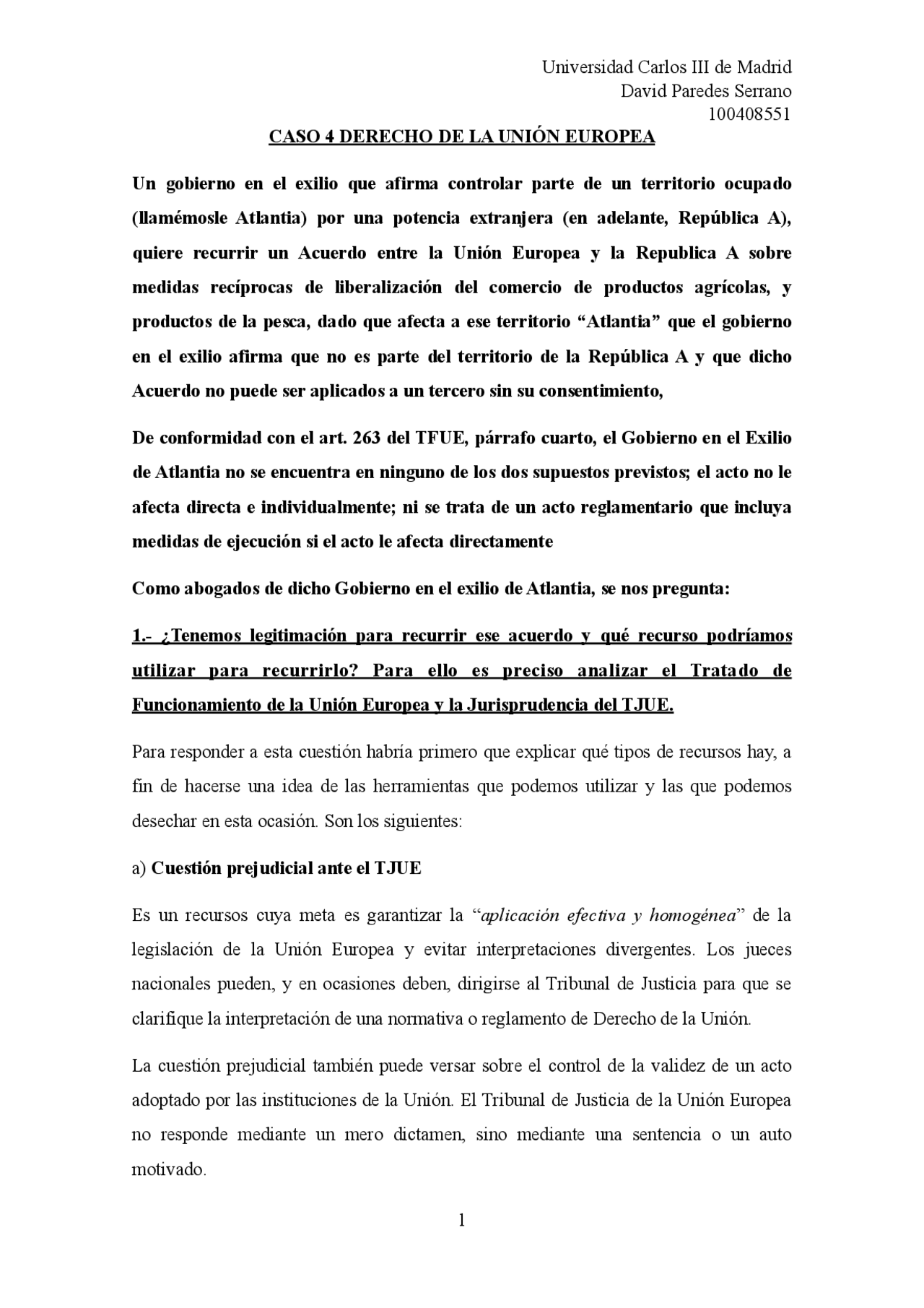 Prácticas nº 4 DUE de 3 de Derecho UC3M | Ejercicios de Derecho de la ...