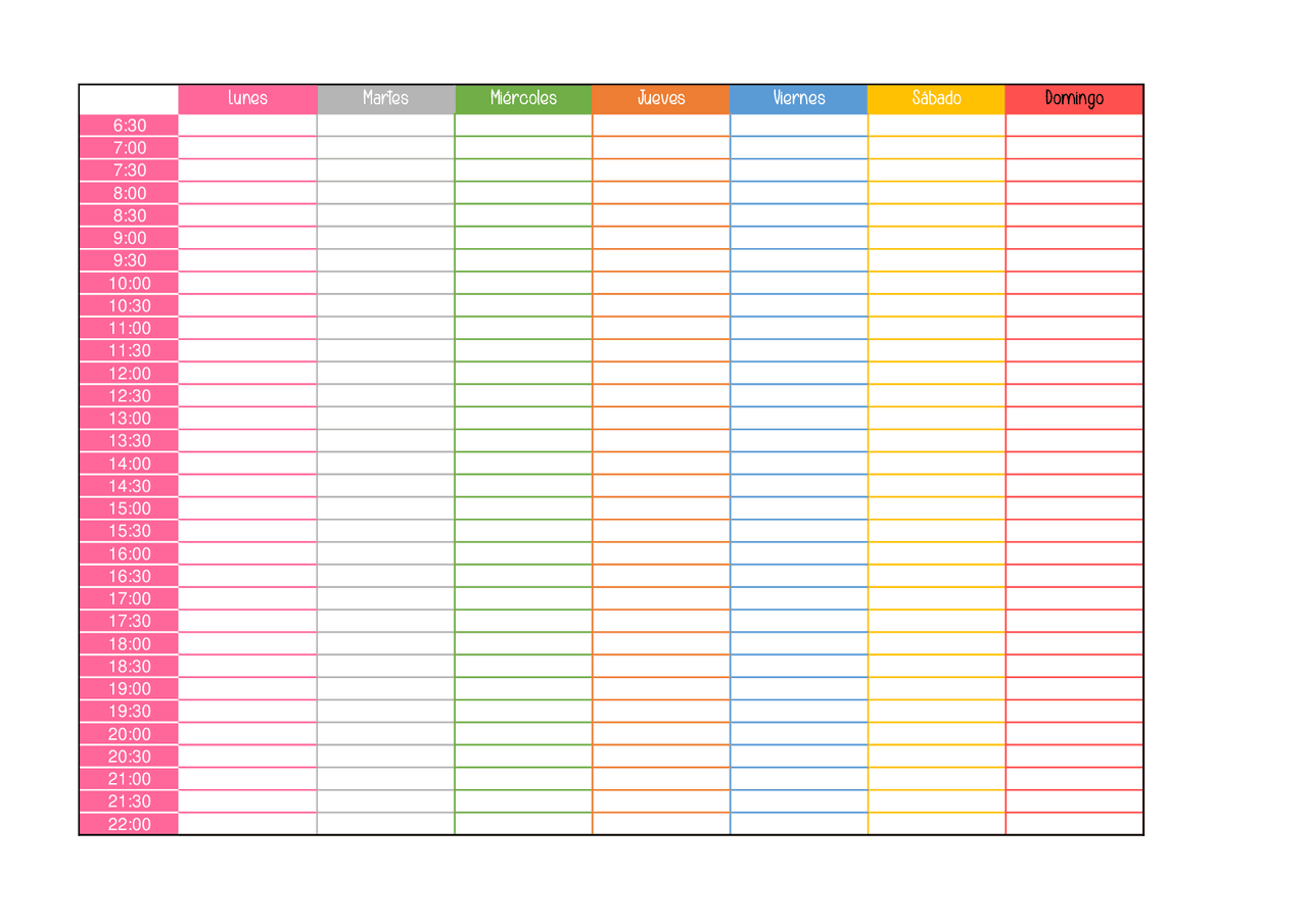 Horario colorines por horas - Docsity