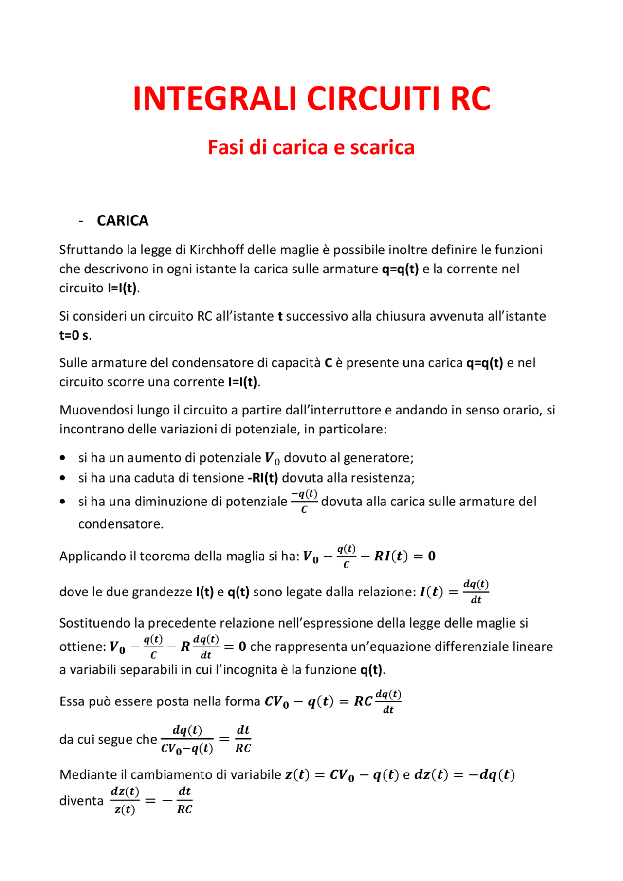 Integrali Nei Circuiti Rc Docsity
