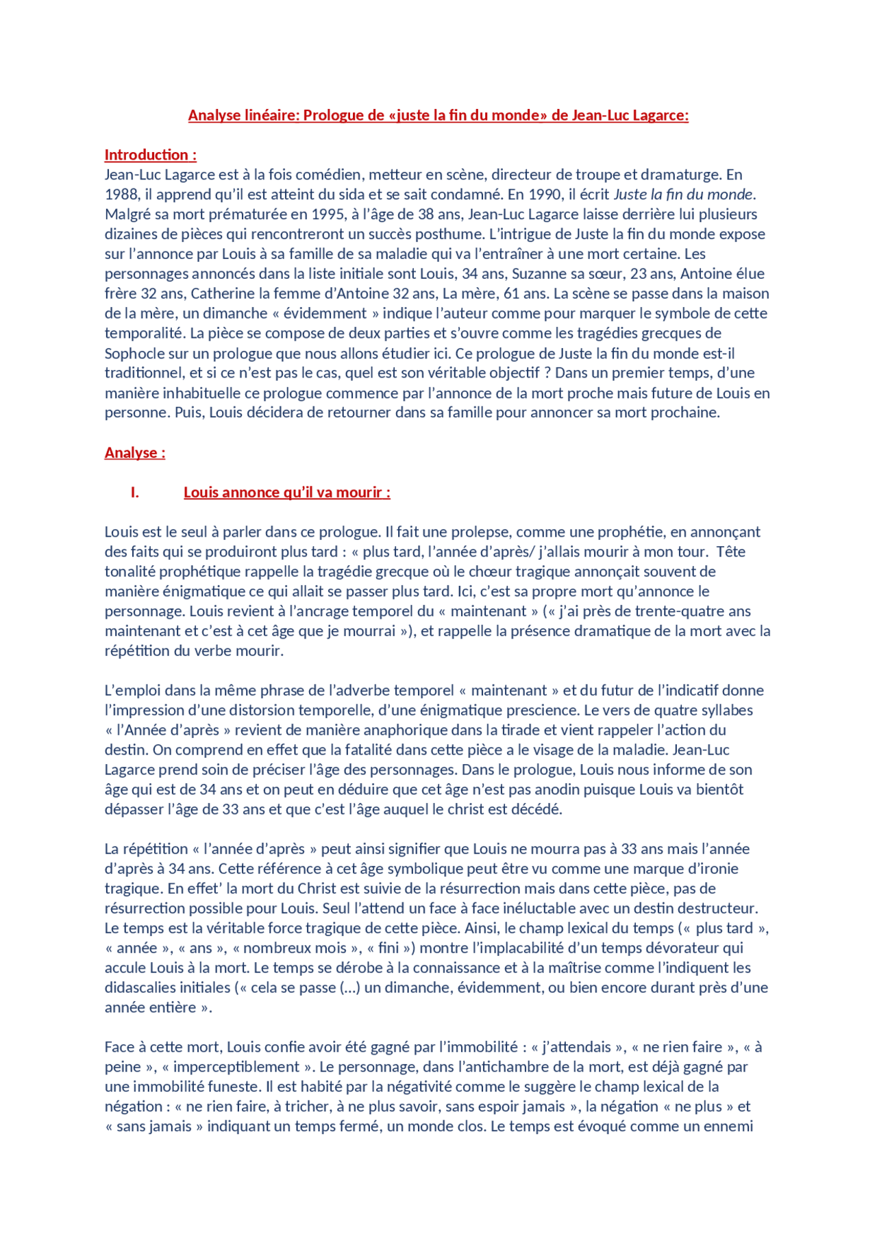 Analyse linéaire Juste la fin du monde prologue Lectures Français Docsity Analyse linéaire Juste la fin du monde prologue Lectures Français Docsity