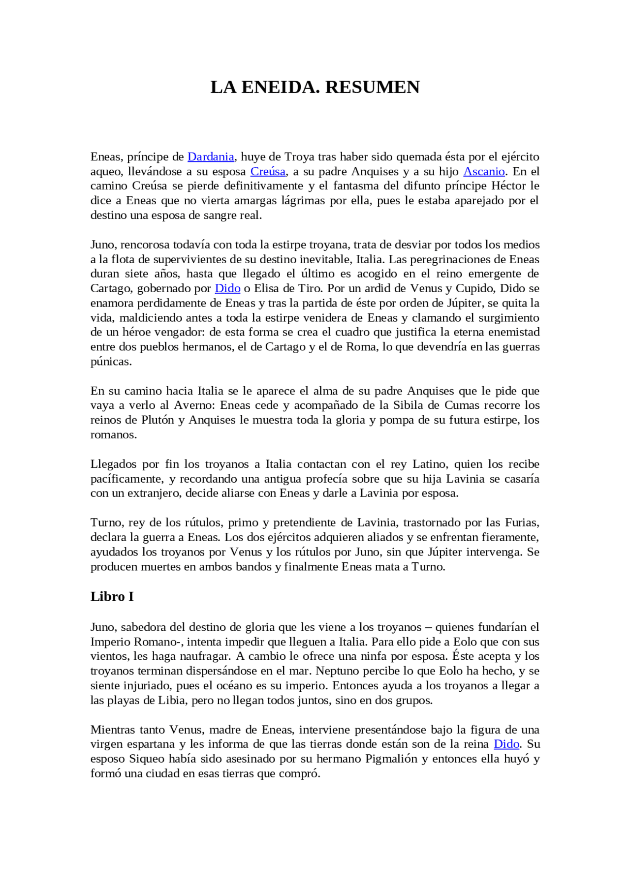 Resumen De La Eneida Docsity