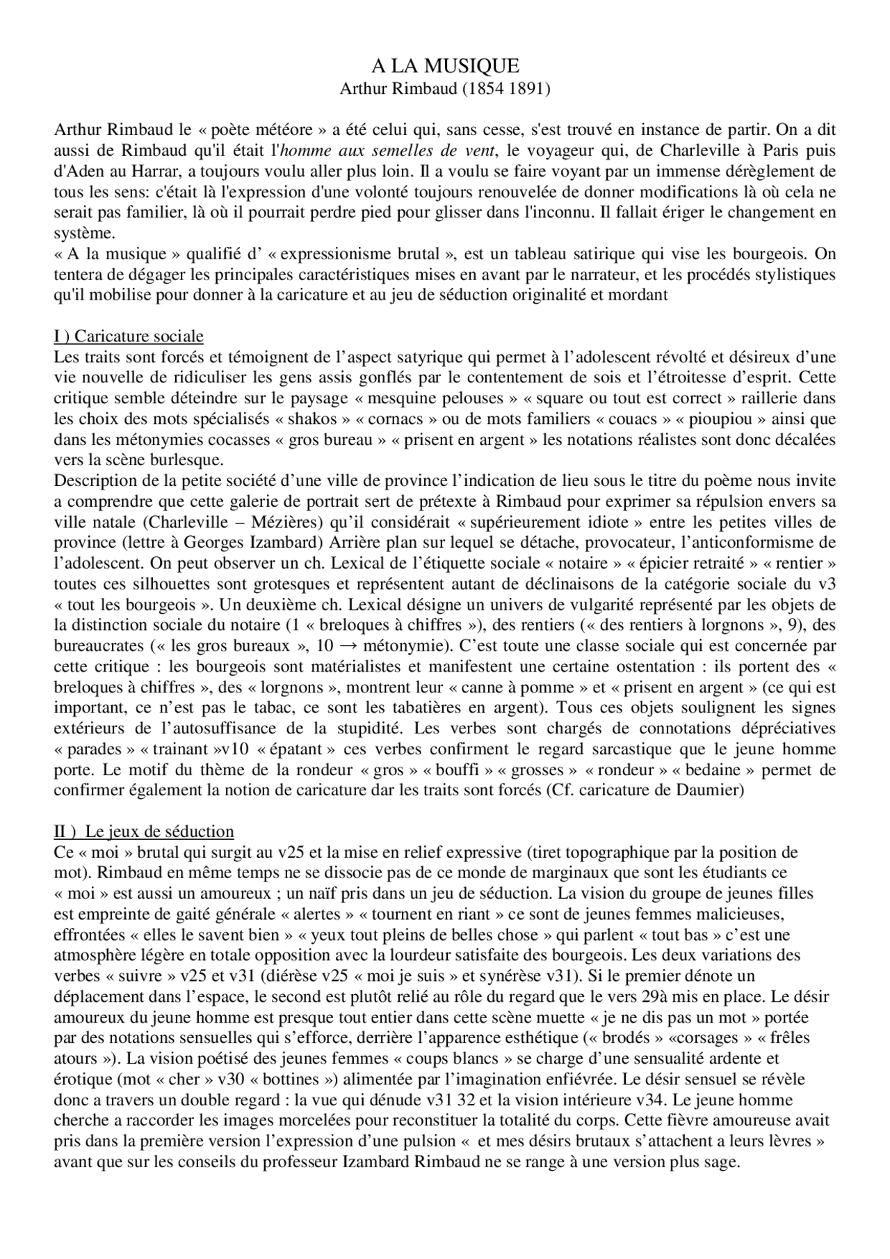 Commentaire De La Musique Arthur Rimbaud Docsity Commentaire De La Musique Arthur Rimbaud Docsity