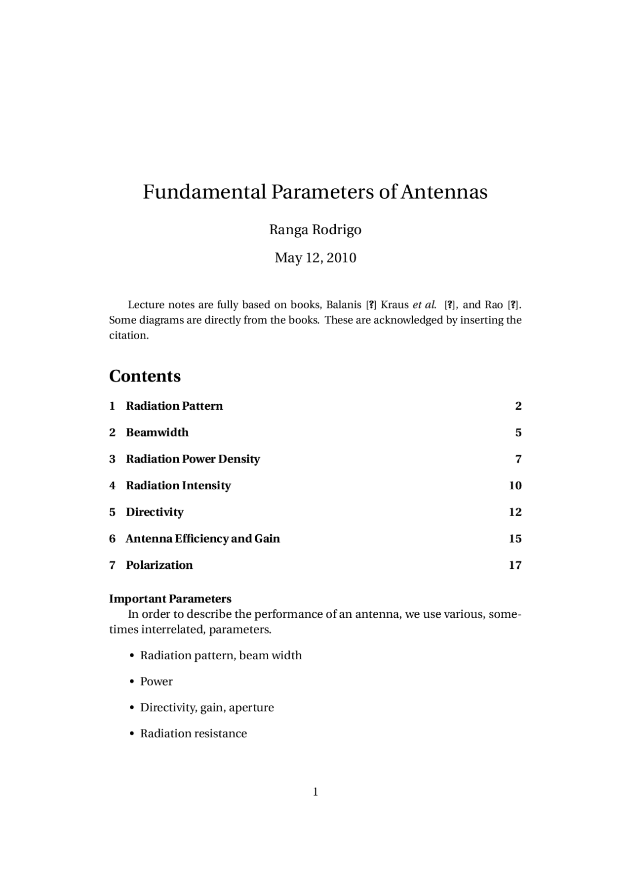 A summary for all of the Antenna Parameters - Docsity
