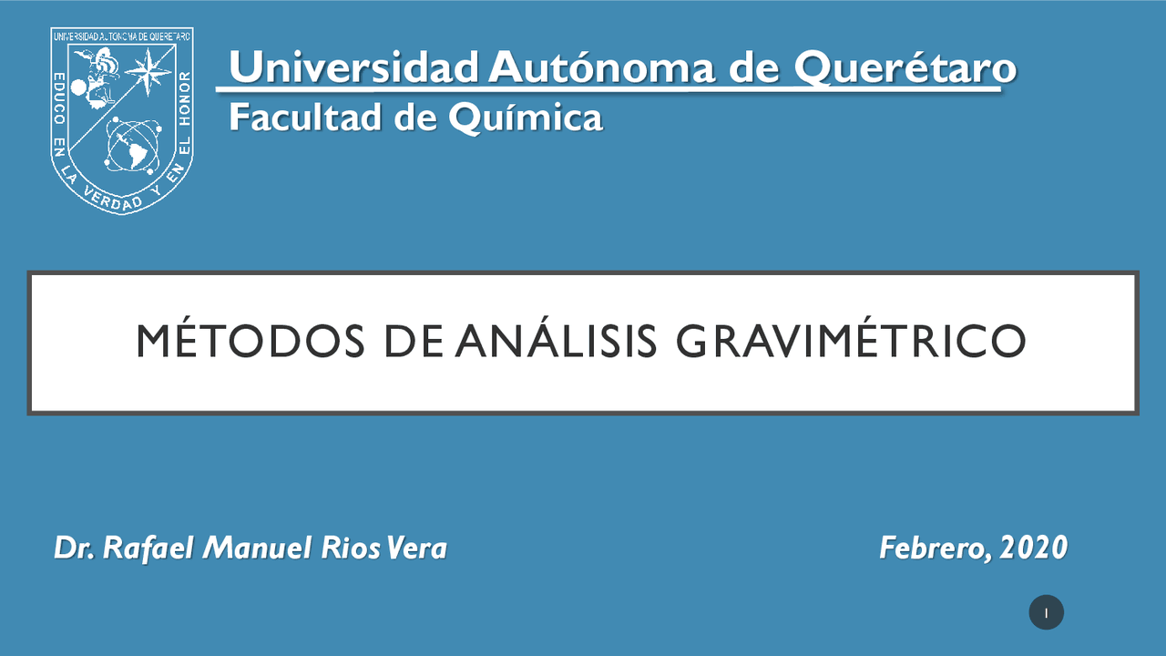 Gravimetría 2020 apuntes segundo parcial química cuantitativa