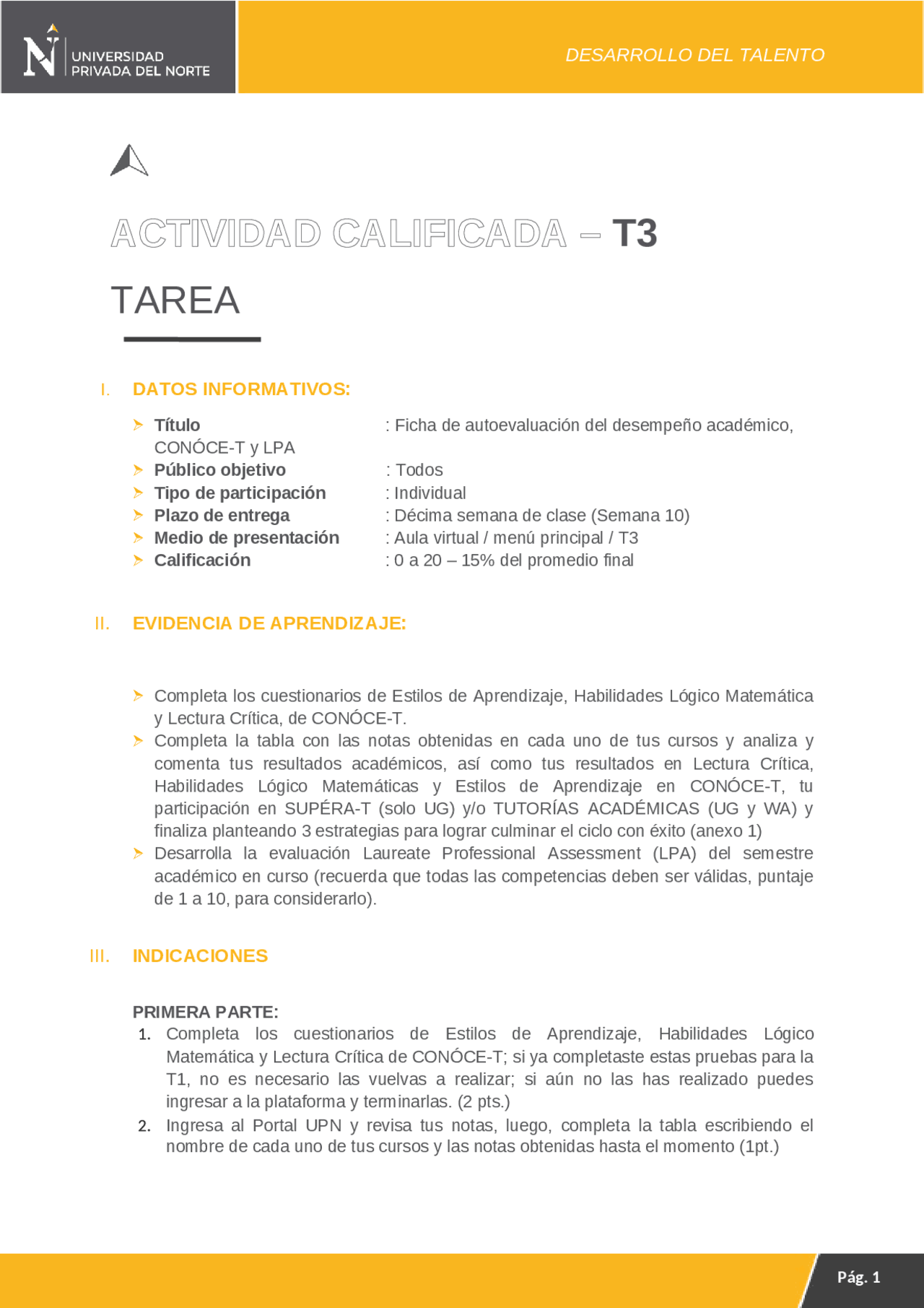 Desarrollo de talentos t3 - Docsity