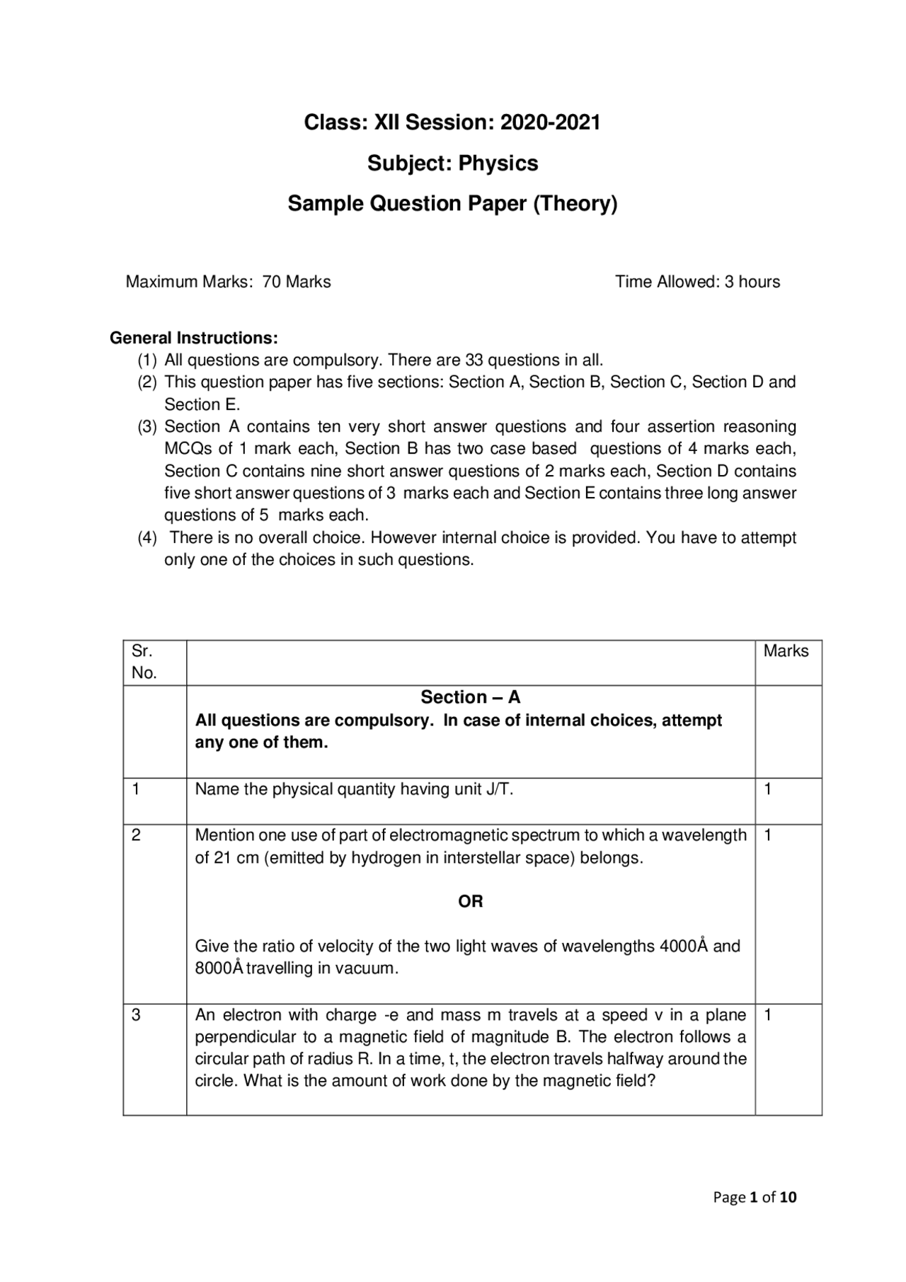 12 sample paper CBSE - Docsity