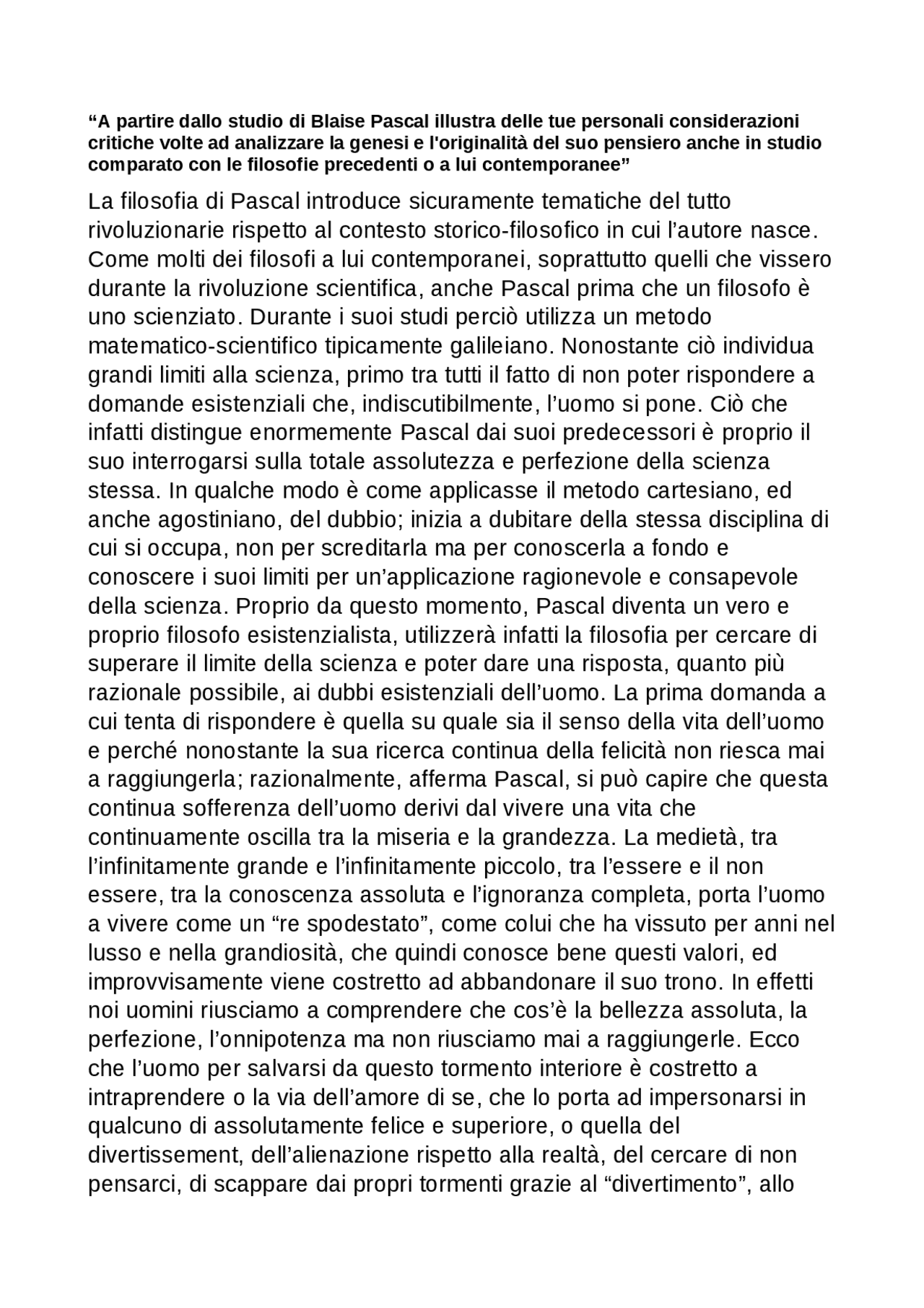 Relazione filosofiaPascal Docsity