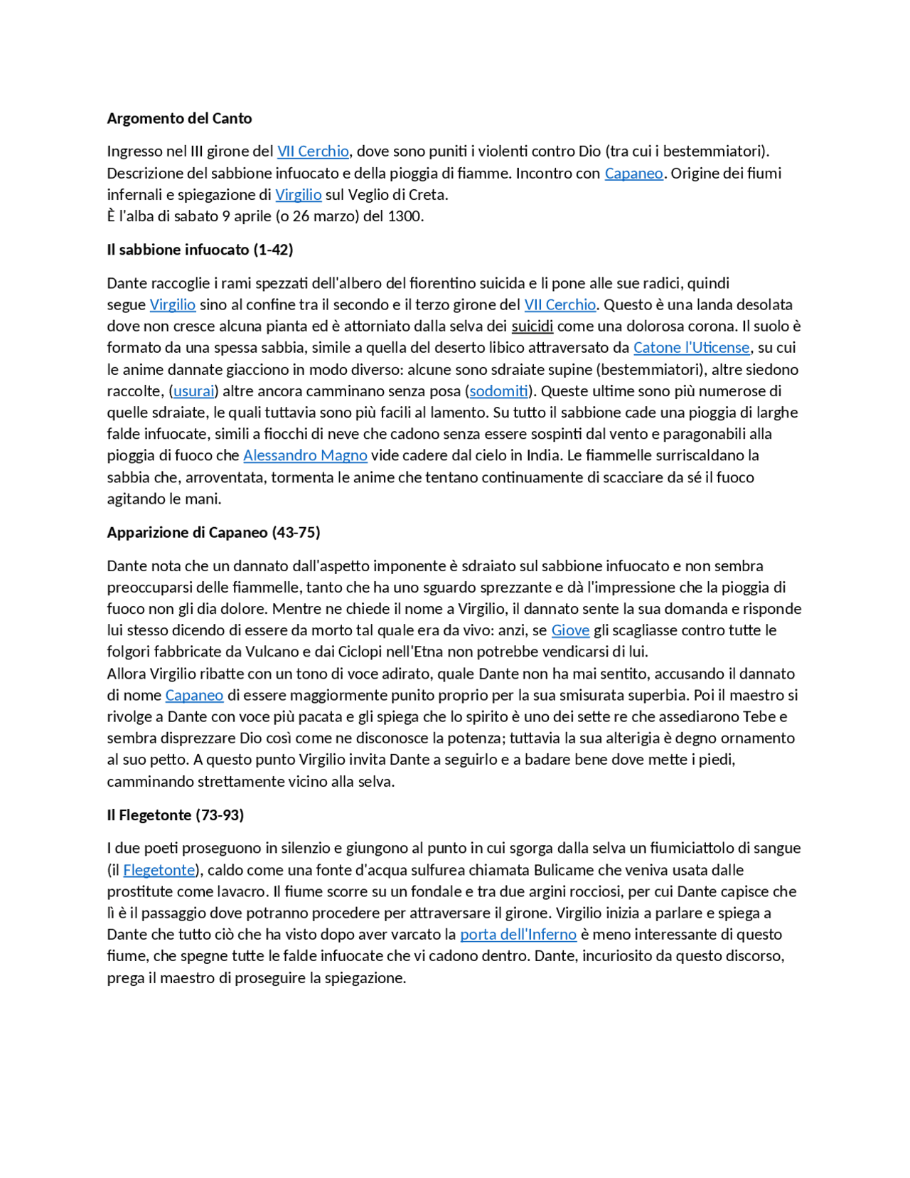 Canto 14 divina commedia Docsity