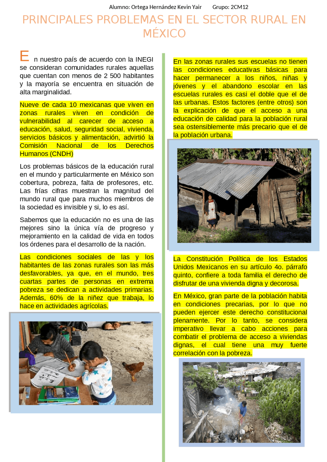 Problemas que enfrenta las zonas rurales en México. | Apuntes de ...