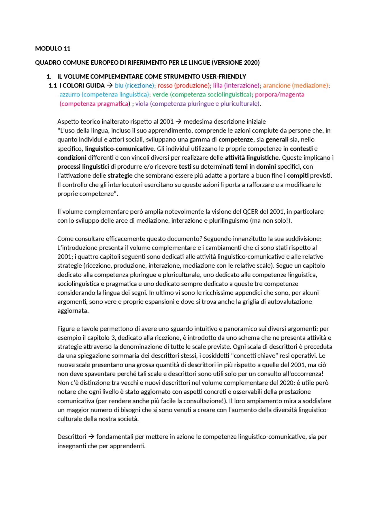 Qcer Riassunto QCER Volume complementare 2020 | Sintesi del corso di ...