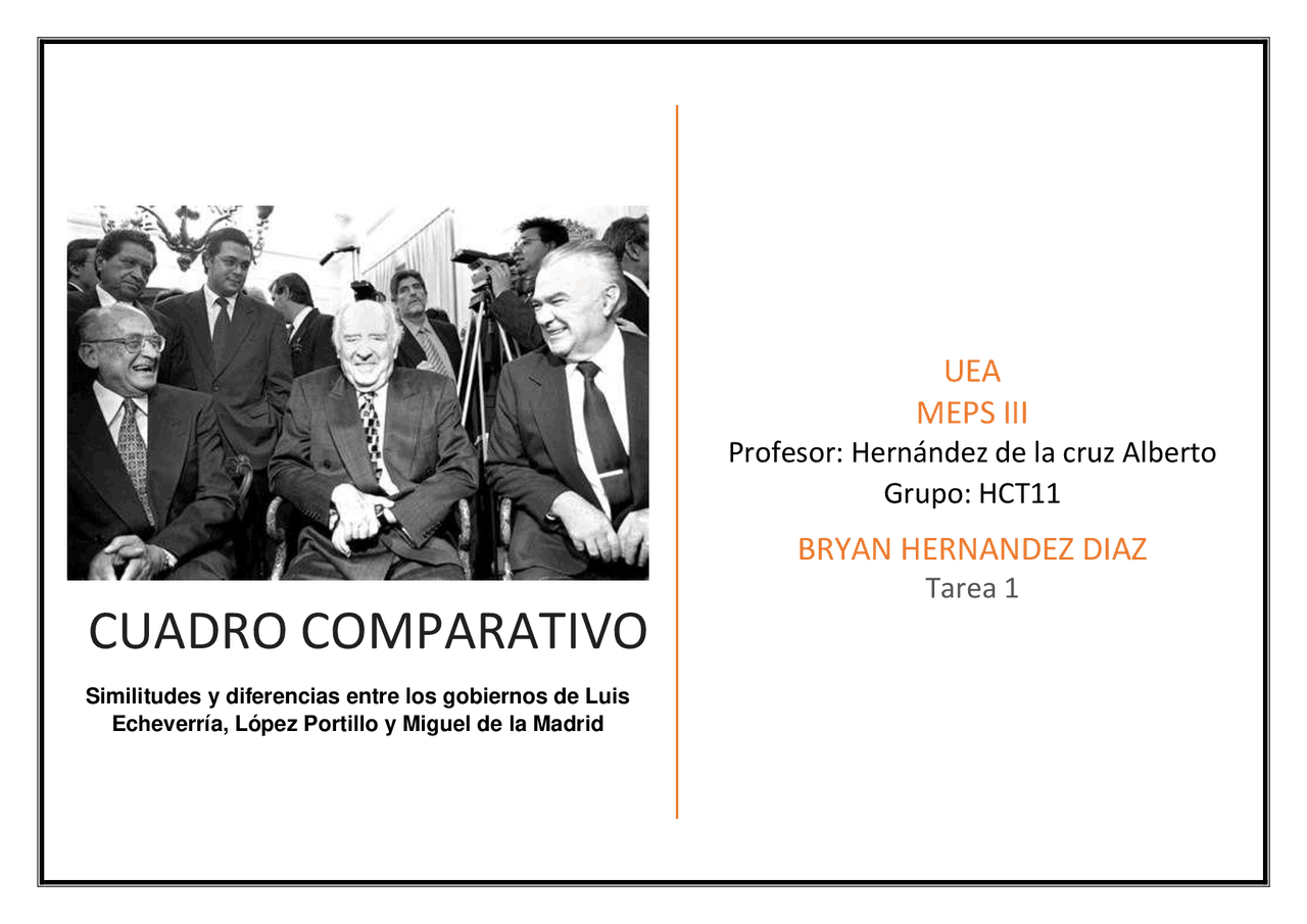 Cuadro Comparativo De Luis Echeverria Y Lopez Portillo