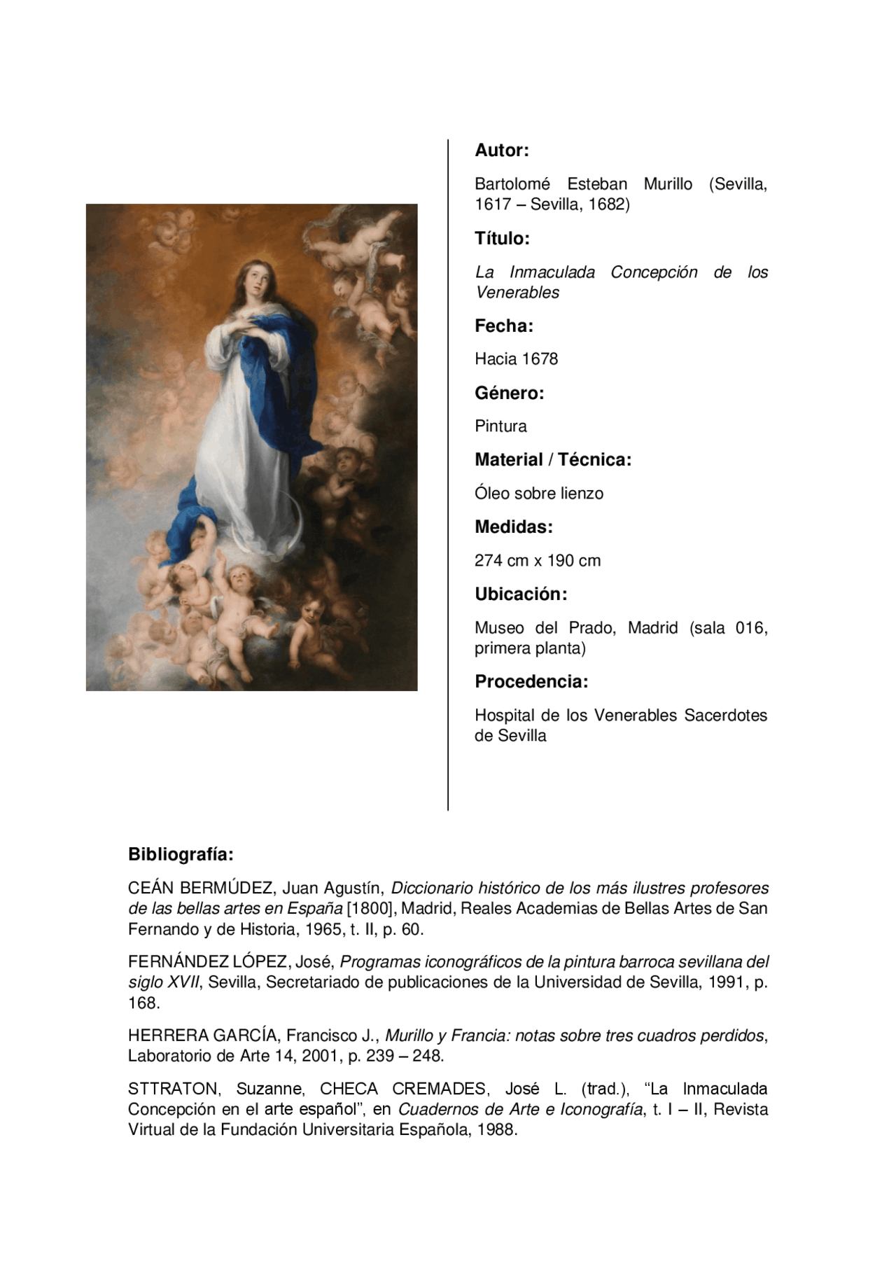 Comentario Inmaculada de Soult Docsity