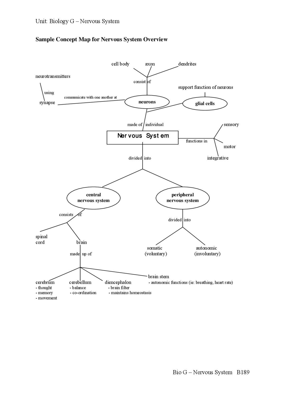 Sample Concept Map for Nervous System Overview | Schemes and Mind Maps ...