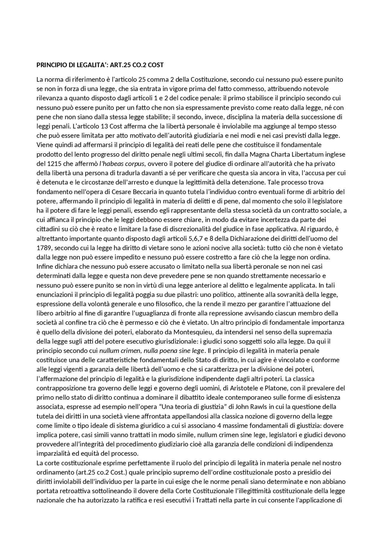 Principio di legalità e riserva di