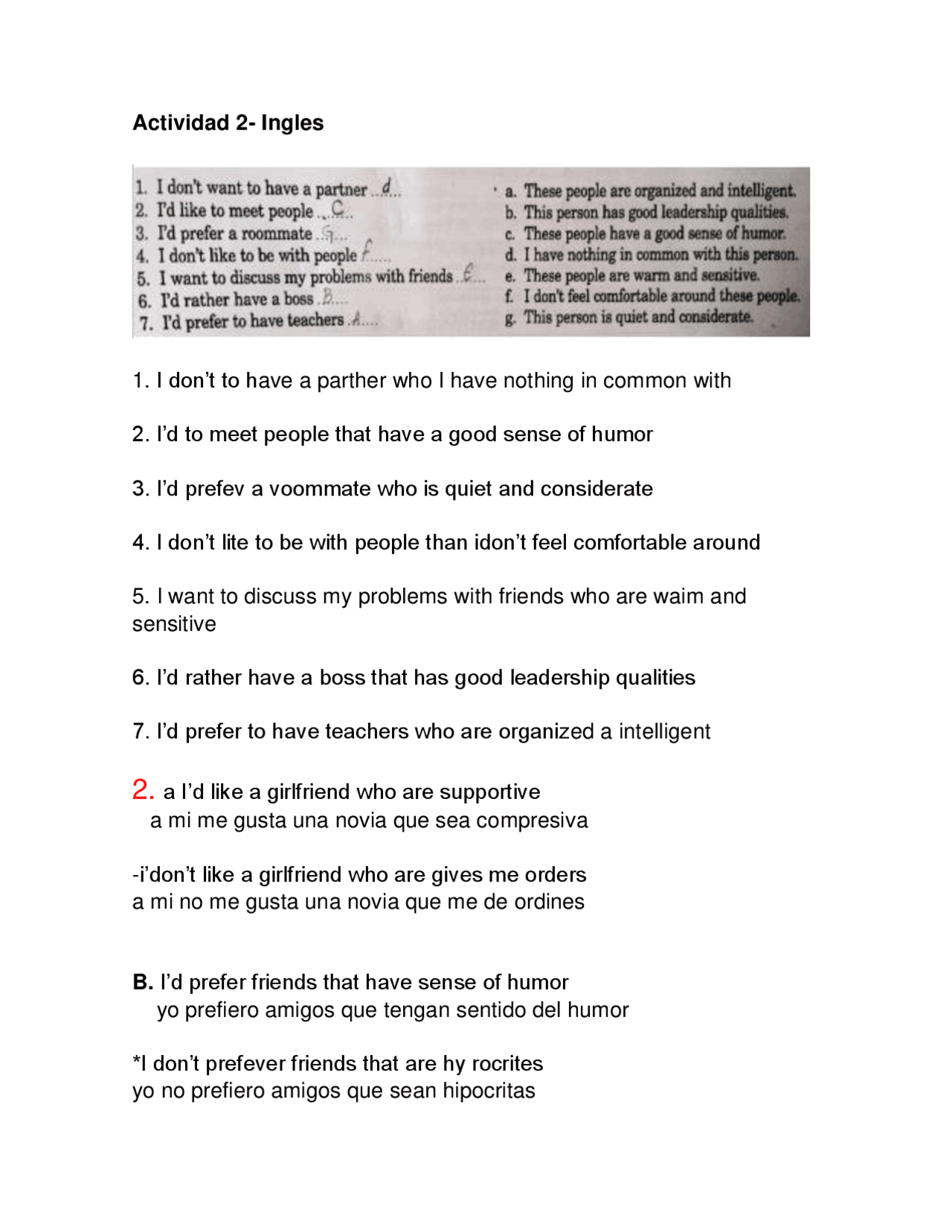 Actividad 2 ingles ............. - Docsity