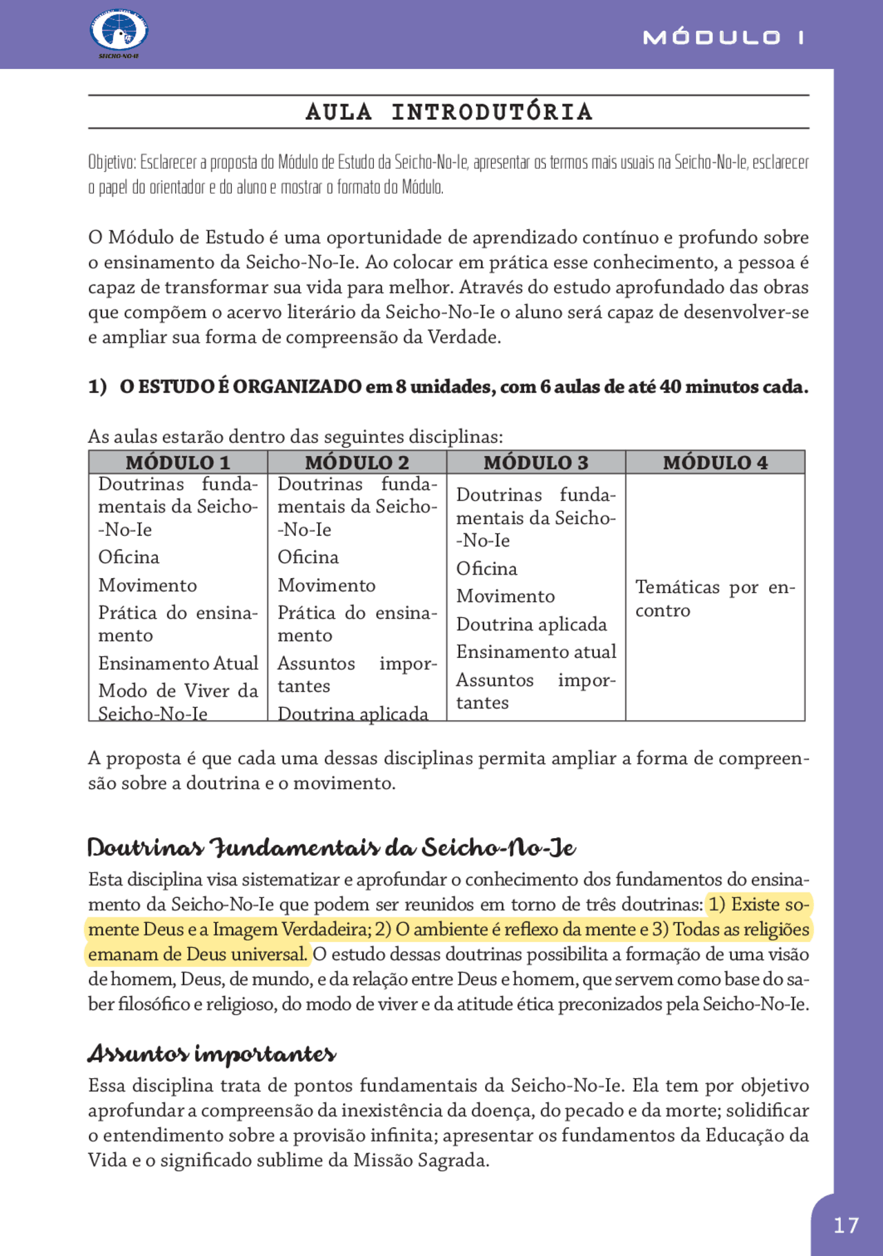 Seicho no ie, congregação espirita - Docsity