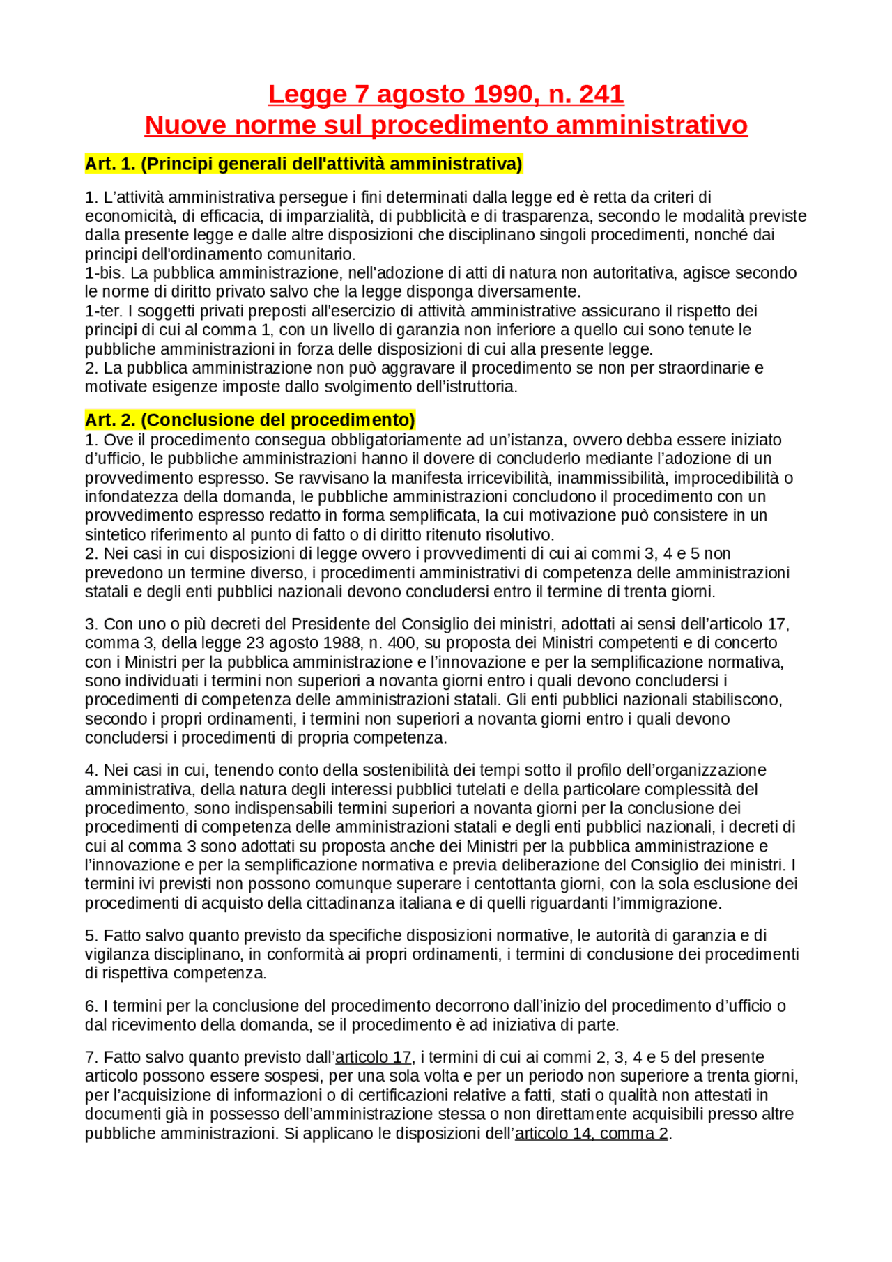 Legge 241 del 1990 sul procedimento amministrativo Docsity Legge 241 del 1990 sul procedimento amministrativo Docsity