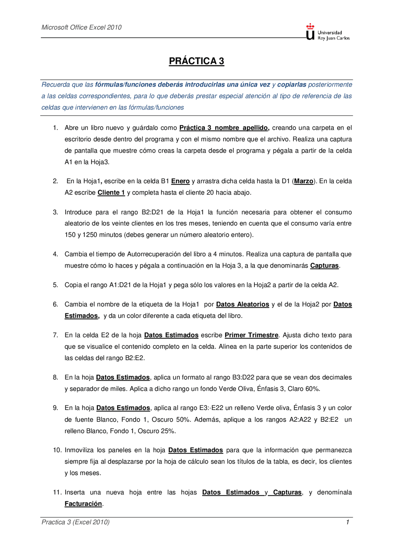 Practica Informatica Excel | Ejercicios de Informática | Docsity